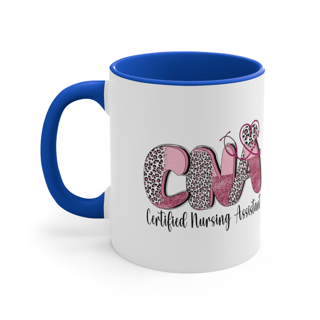 Certified Nursing Assistant (CNA) Pink Leopard Accent Mug — 11oz Gift for Nurses, Nursing Assistants Medical Christmas Mug