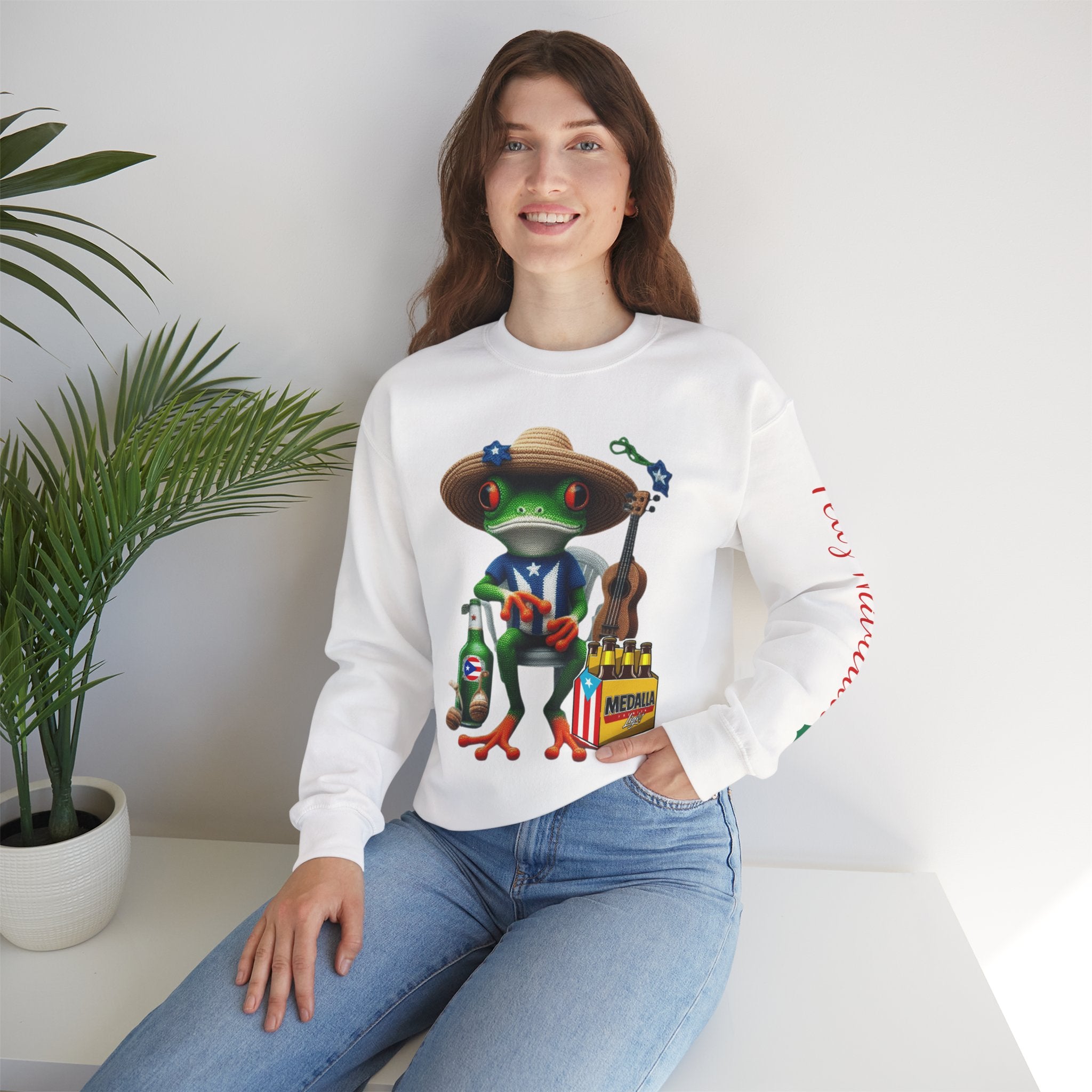 Frog Coqui Crewneck Sweatshirt – Coquito y Medalla Puerto Rican Vibes
