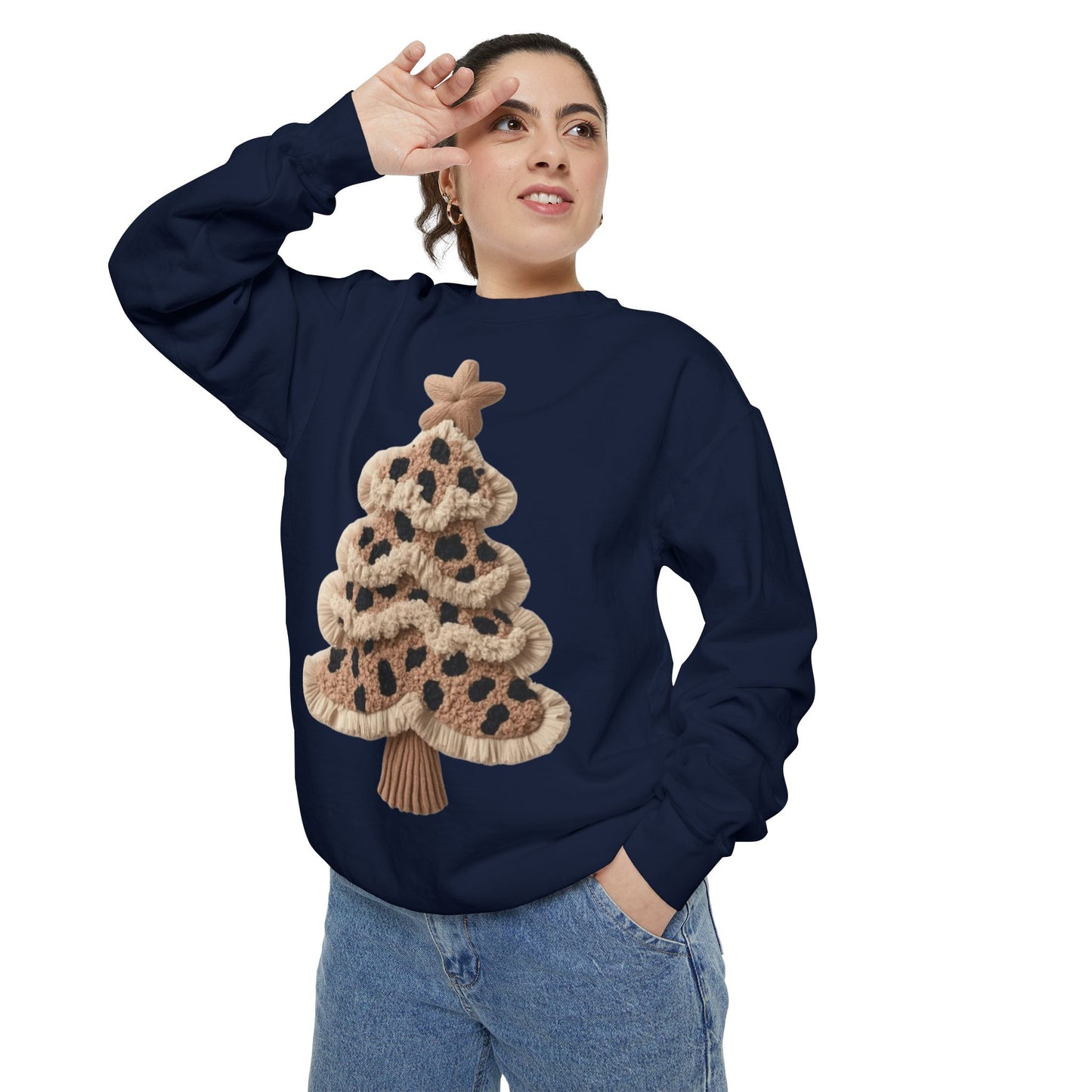 Leopard Knit Christmas Tree Sweatshirt unique festive designs and joyful