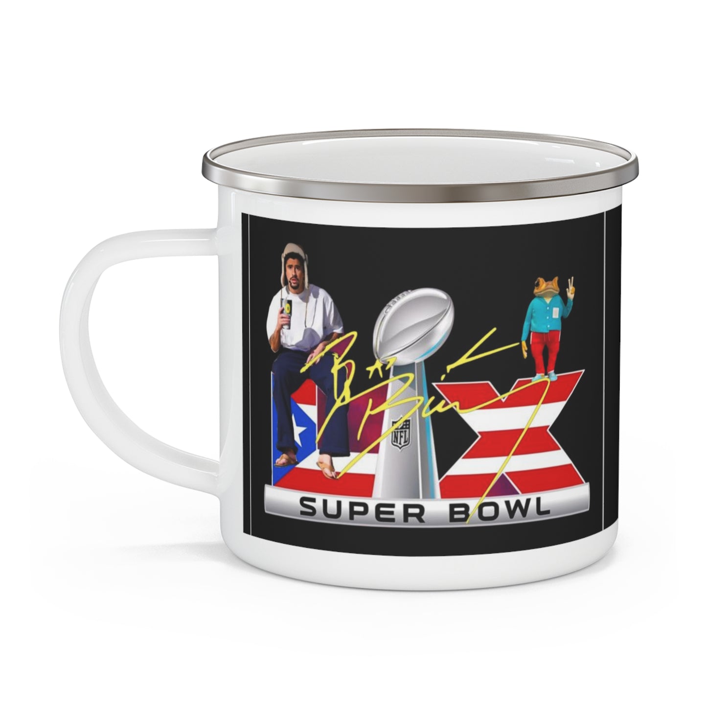 Benito 2026 Super Bowl Enamel Camping Mug with Retro Design