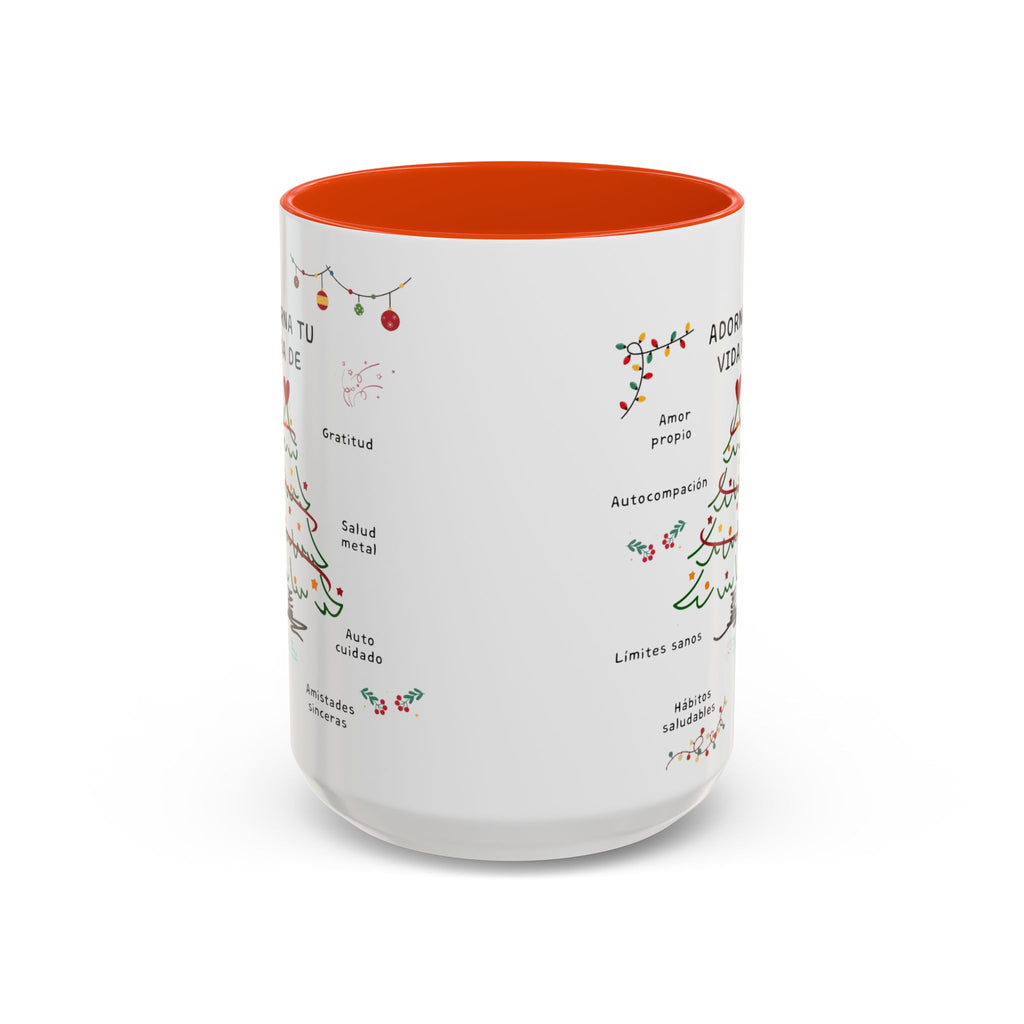 Mug — 'Adorna Tu Vida' Christmas Tree Spanish Holiday Coffee Mug (11oz/15oz)