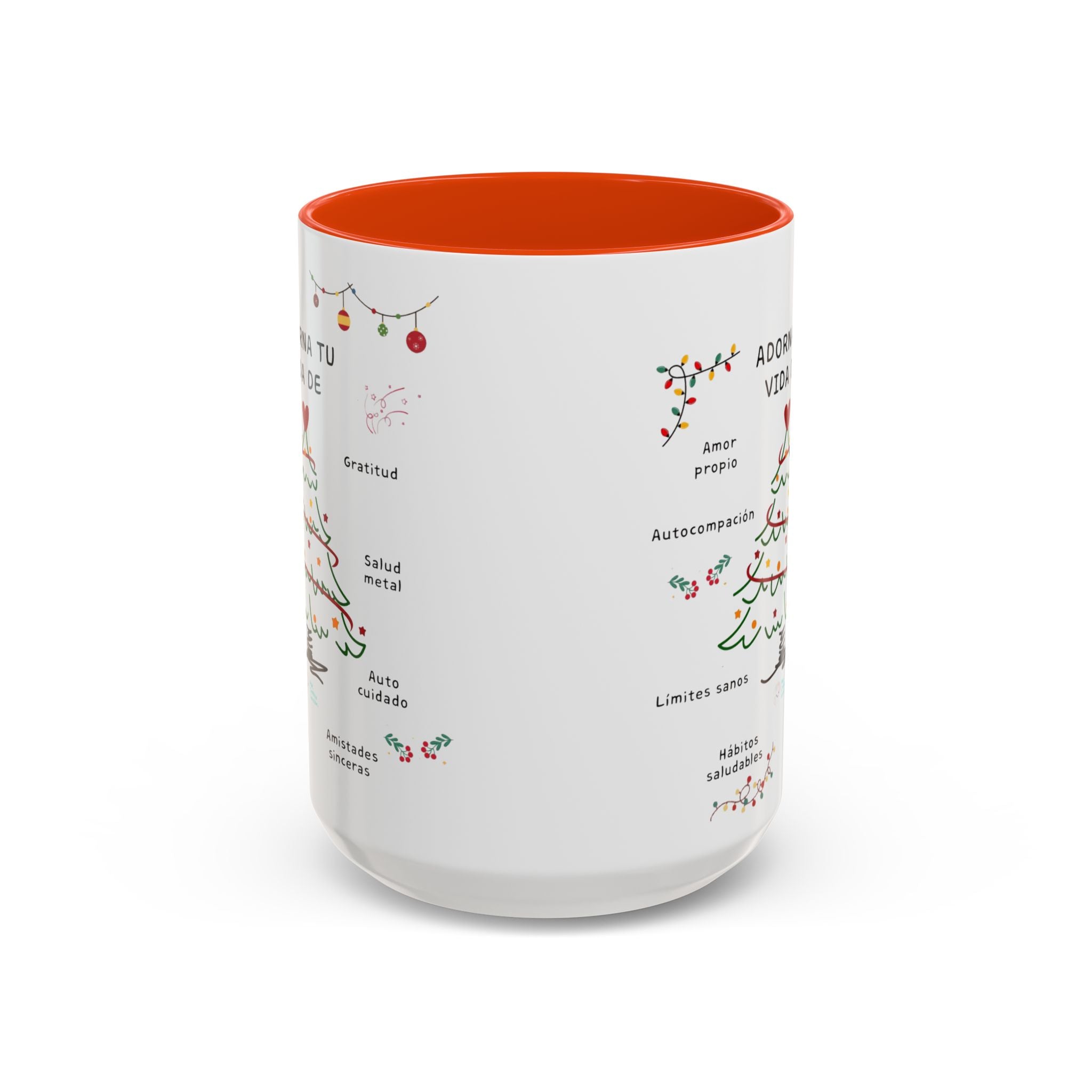 Mug — 'Adorna Tu Vida' Christmas Tree Spanish Holiday Coffee Mug (11oz/15oz)