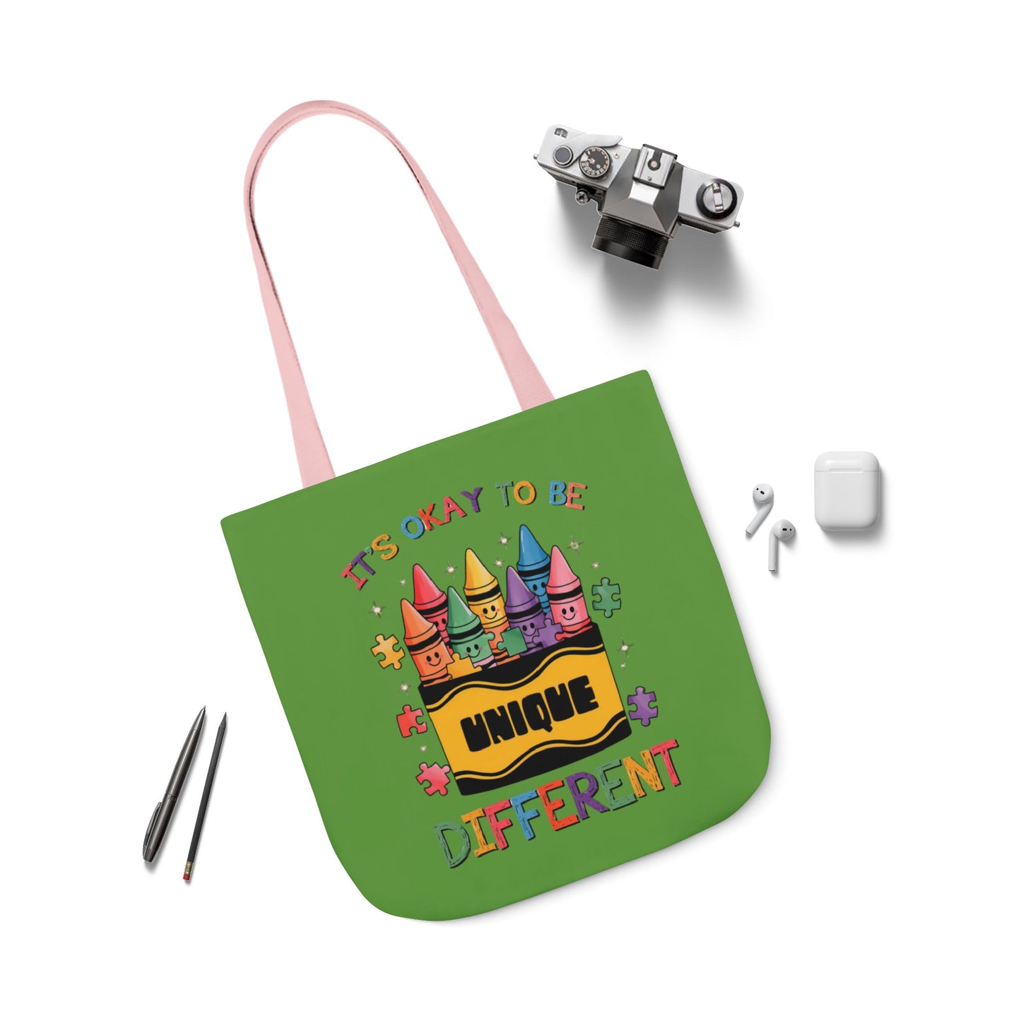 Autism Awareness & Pride Collection Unique Canvas Tote Bag with Colorful Castle Design