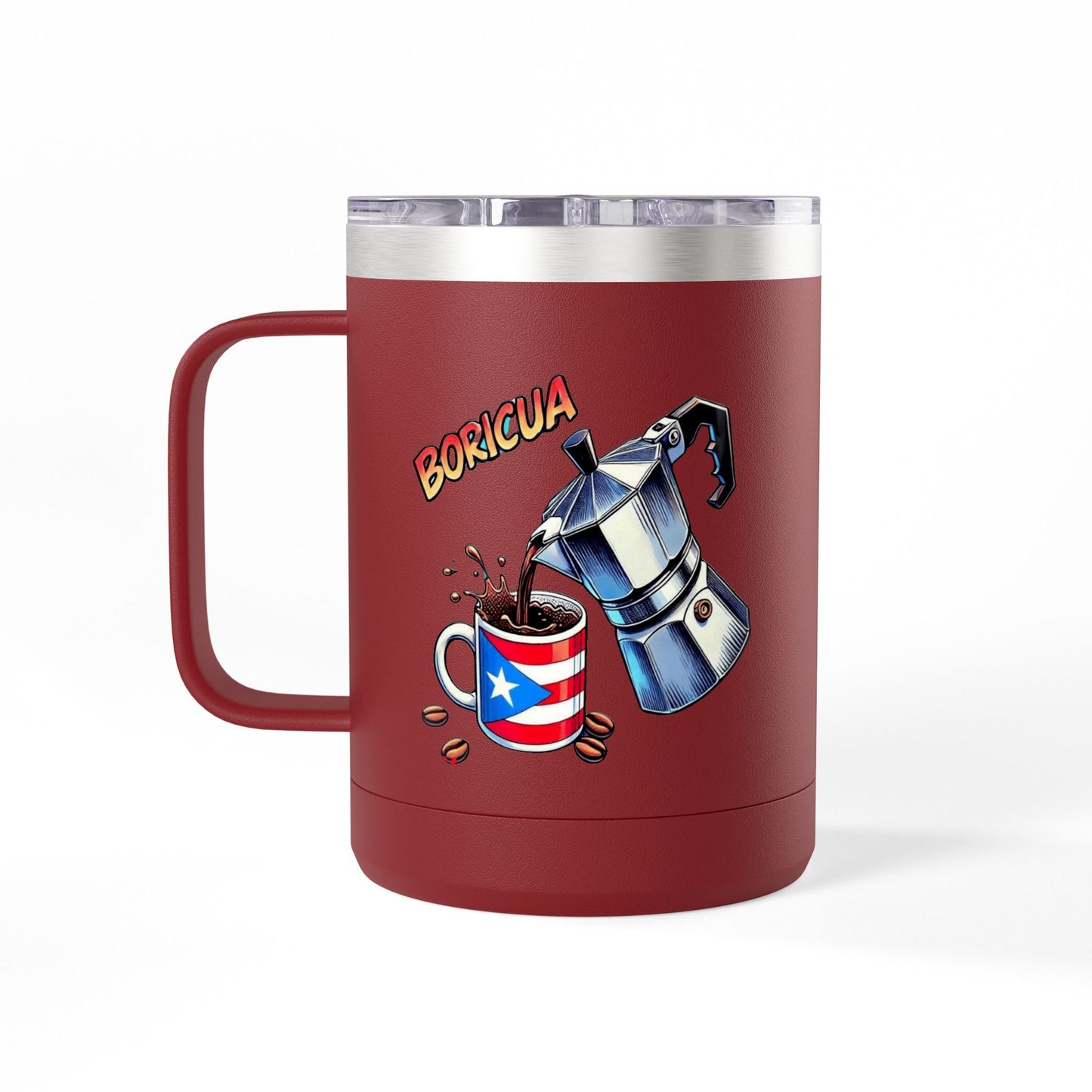 Puerto Rican Coffee Mug Tumbler, 15oz | Great Gift for Coffee Lovers, Unique Kitchen Decor, Perfect for Birthdays & Holidays