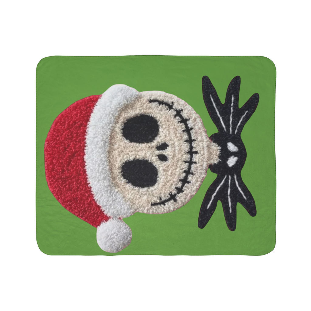 Magical Christmas Cartoon Blanket Christmas Skull Sherpa Blanket  Santa Hat Jack Skellington Holiday Throw