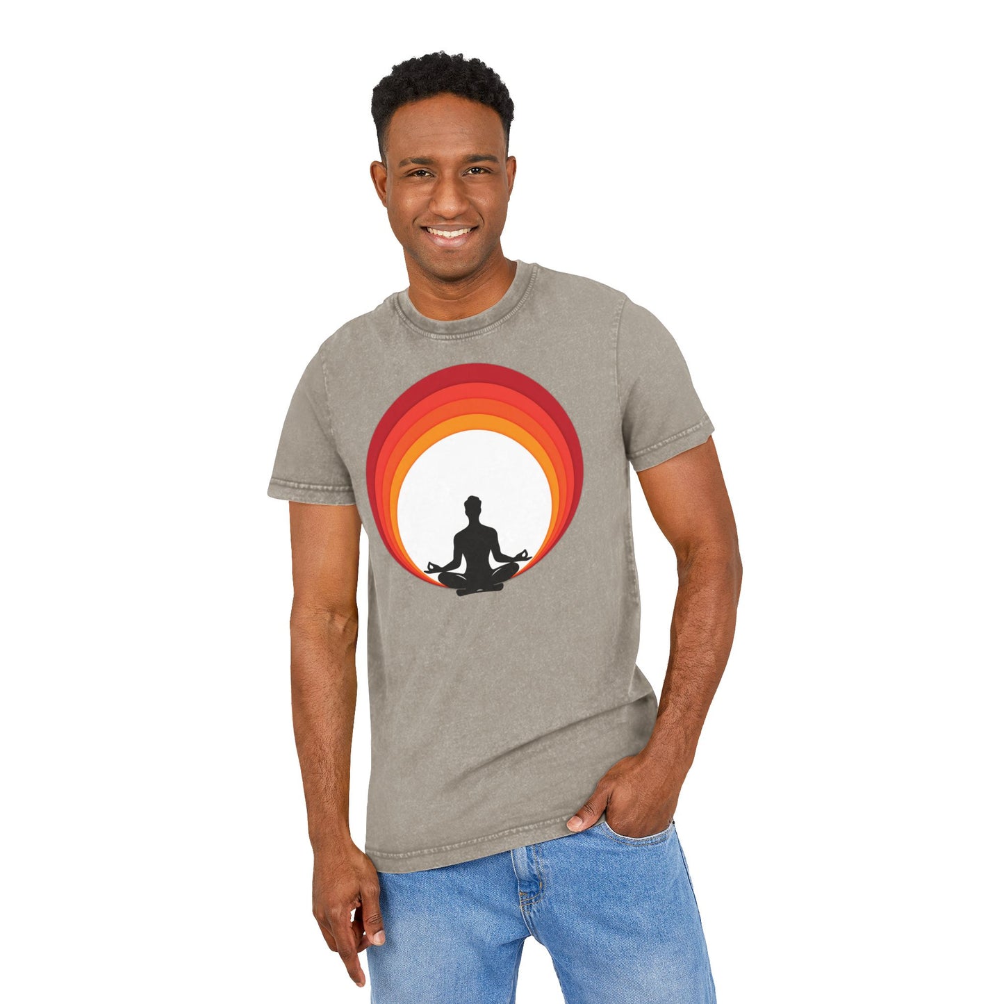 ✨ Let your outfit reflect your inner peace. Meditation Acid Washed Tee, Vintage Yoga Shirt, Relaxation Apparel, Gift for Mindfulness, Bohemian T-Shirt