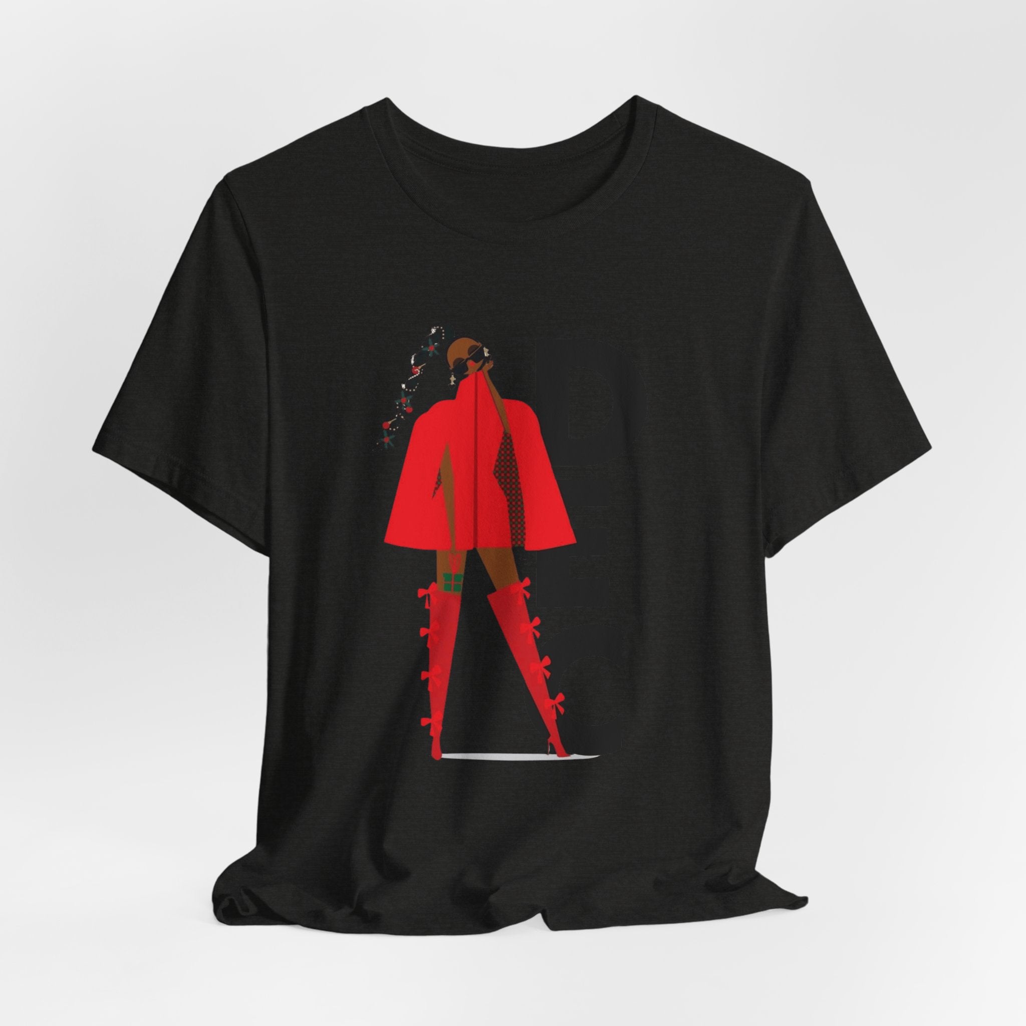 December Fashion Tee  Red Coat Model Graphic Shirt