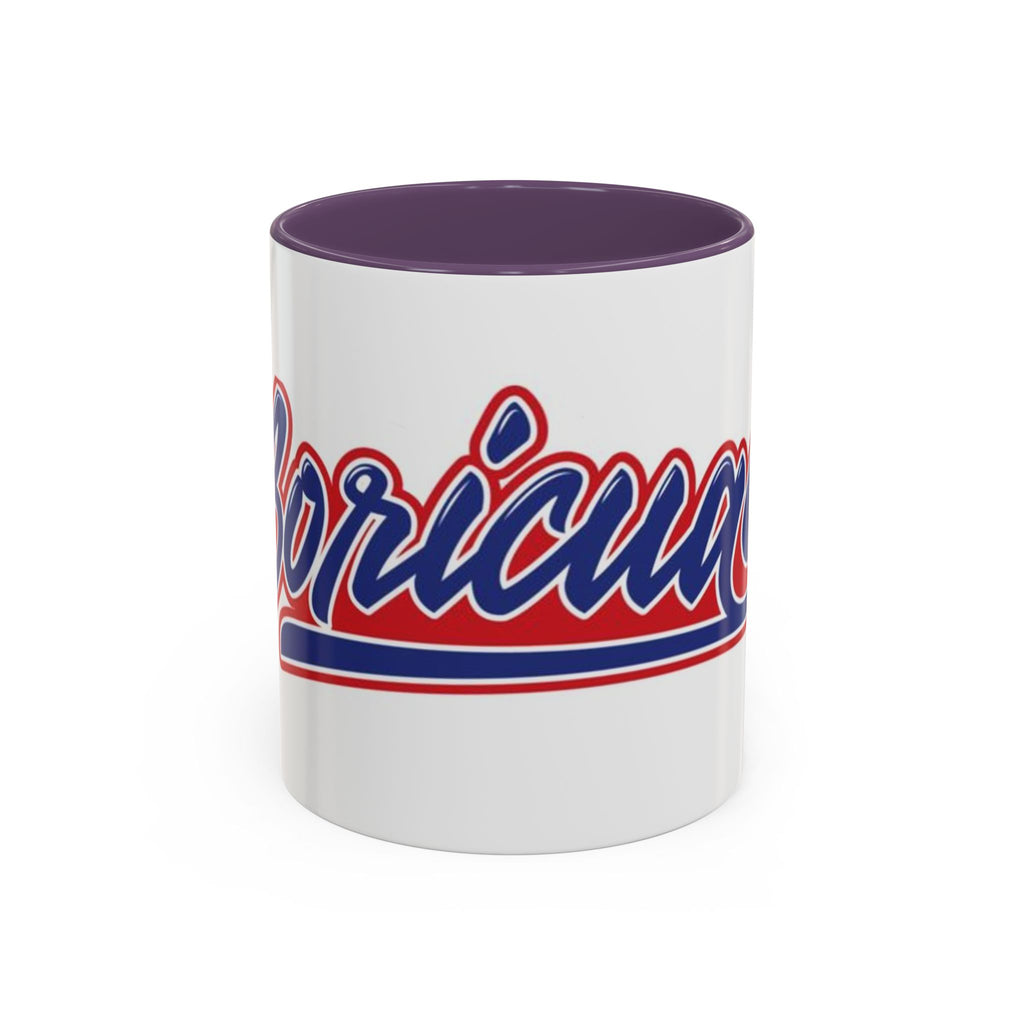 Puerto Rico Script Accent Coffee Mug — Retro Red & Blue 'Boricua' Design (11/15oz)