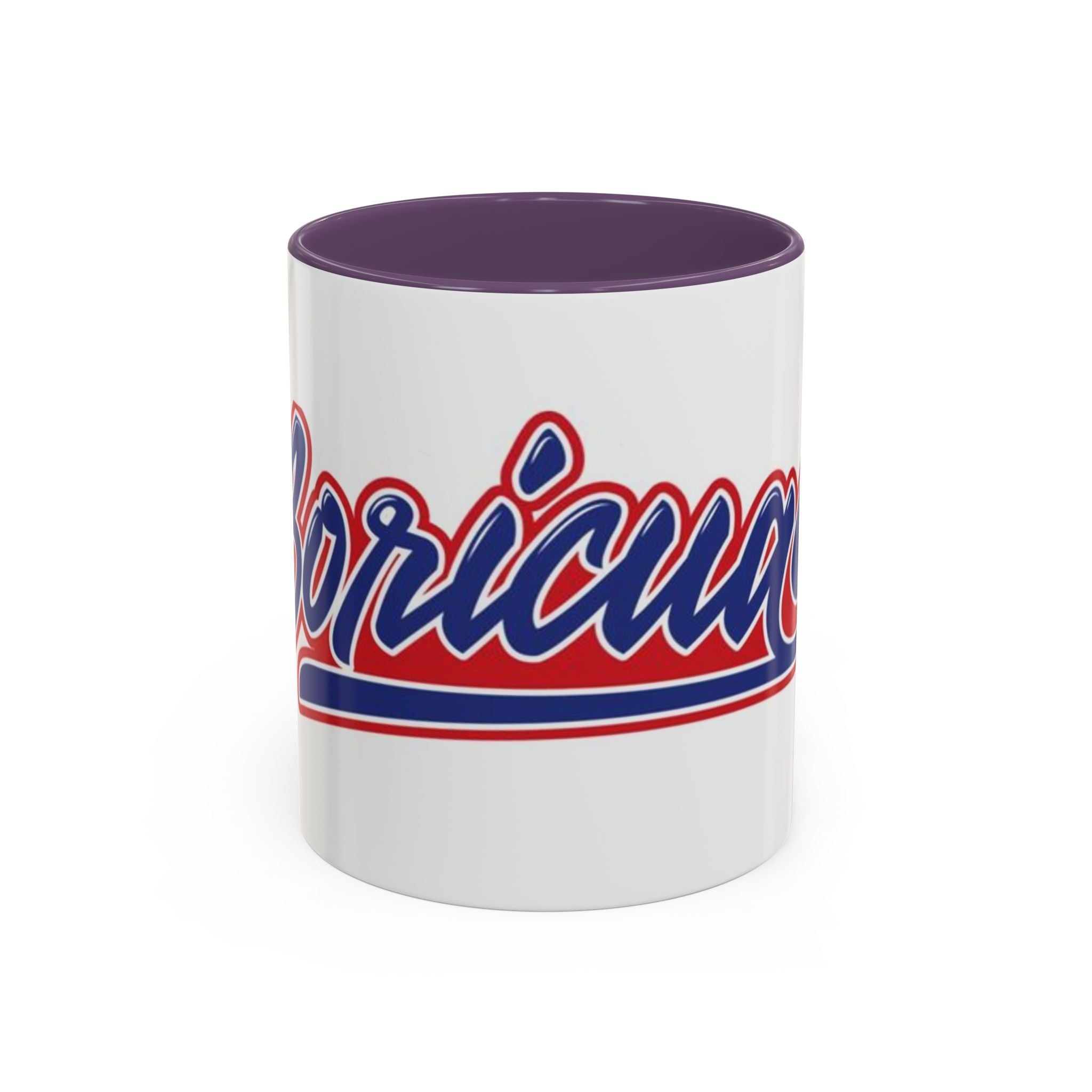 Puerto Rico Script Accent Coffee Mug — Retro Red & Blue 'Boricua' Design (11/15oz)
