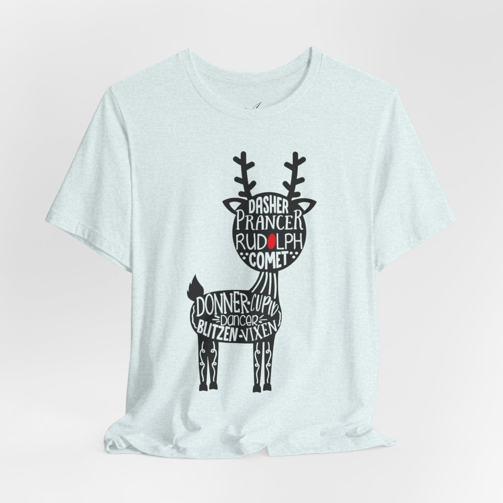 Christmas Reindeer Graphic Tee - Unisex Jersey Short Sleeve Shirt