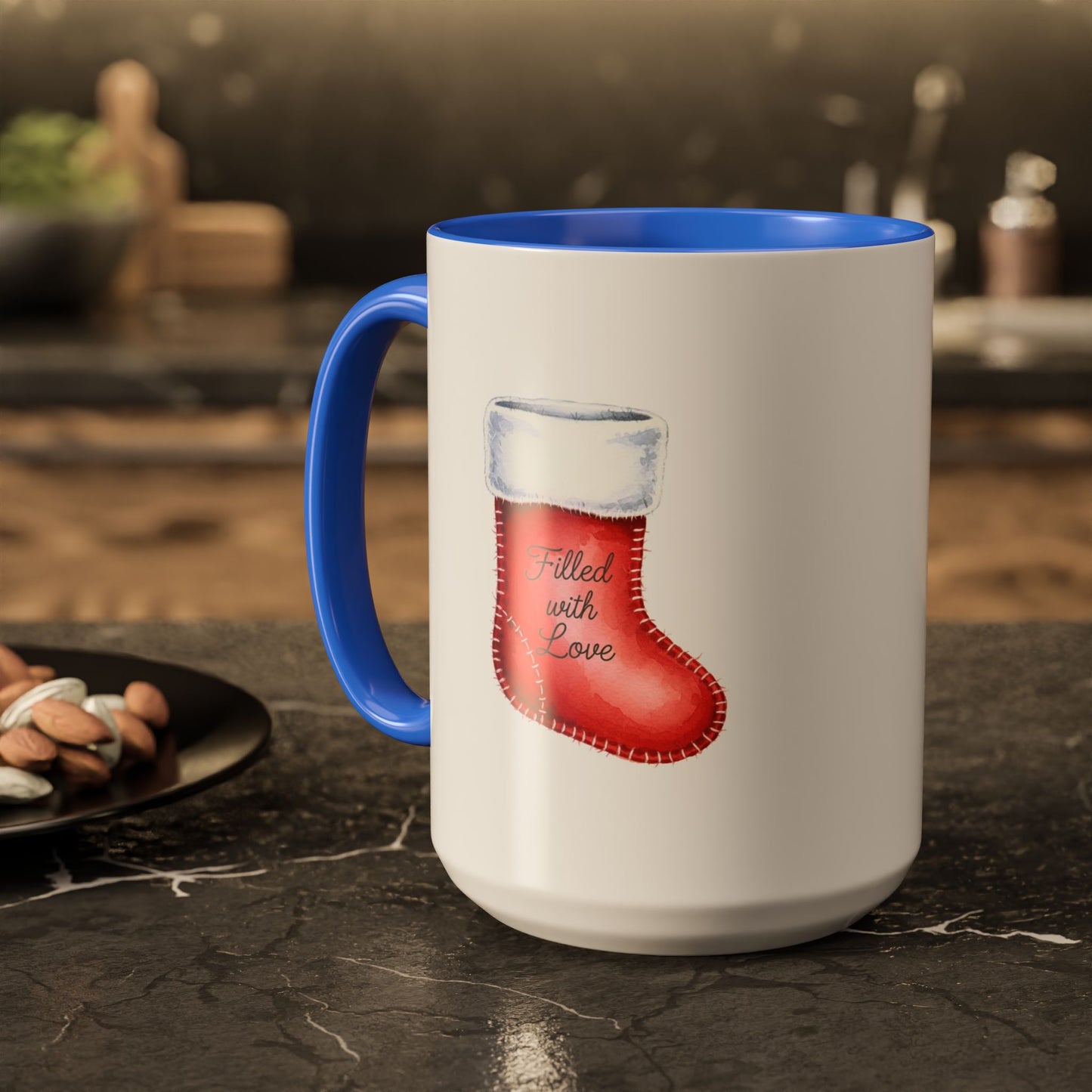Holiday Mugs Christmas Gift Ideas Hot Cocoa & Coffee Cup Designs Filled with Love - Colorful 11oz & 15oz