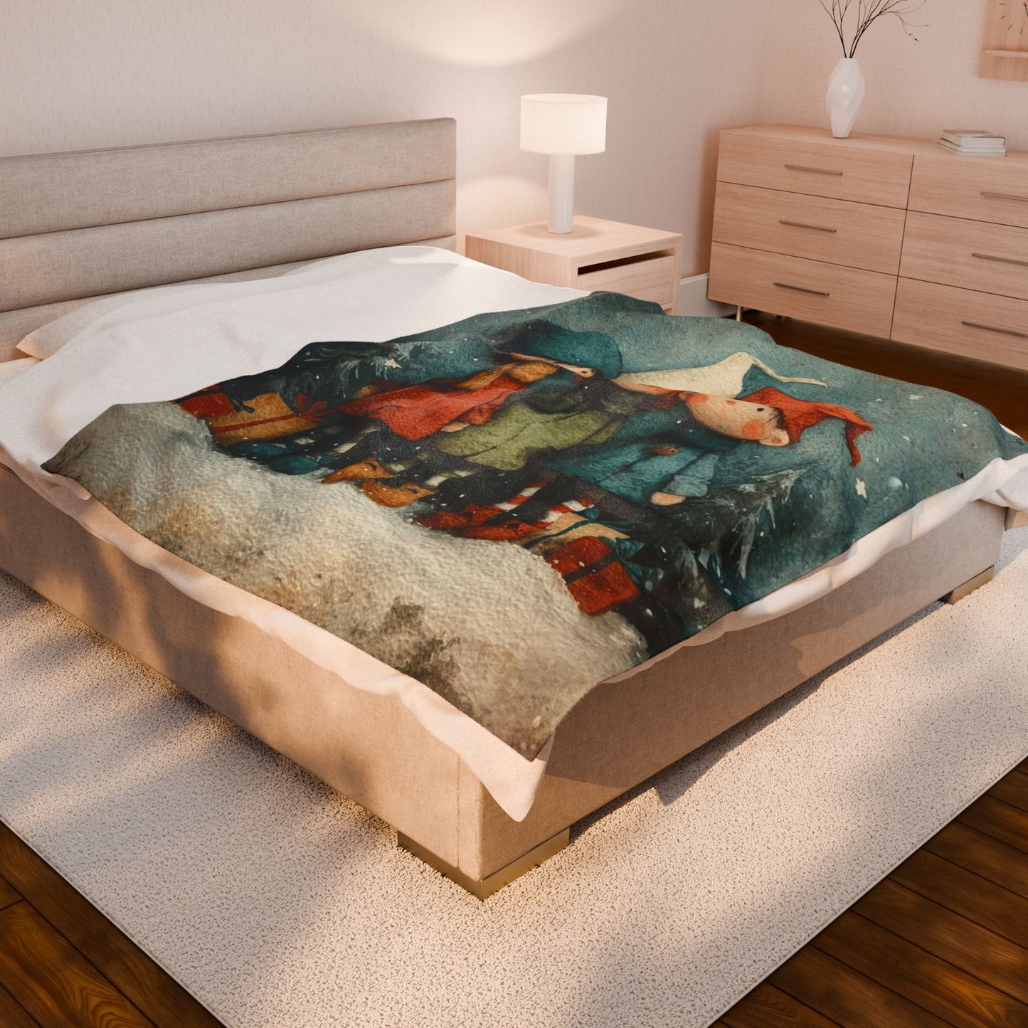 Christmas Elf Trio Velveteen Plush Blanket – Cozy Holiday Kids Throw