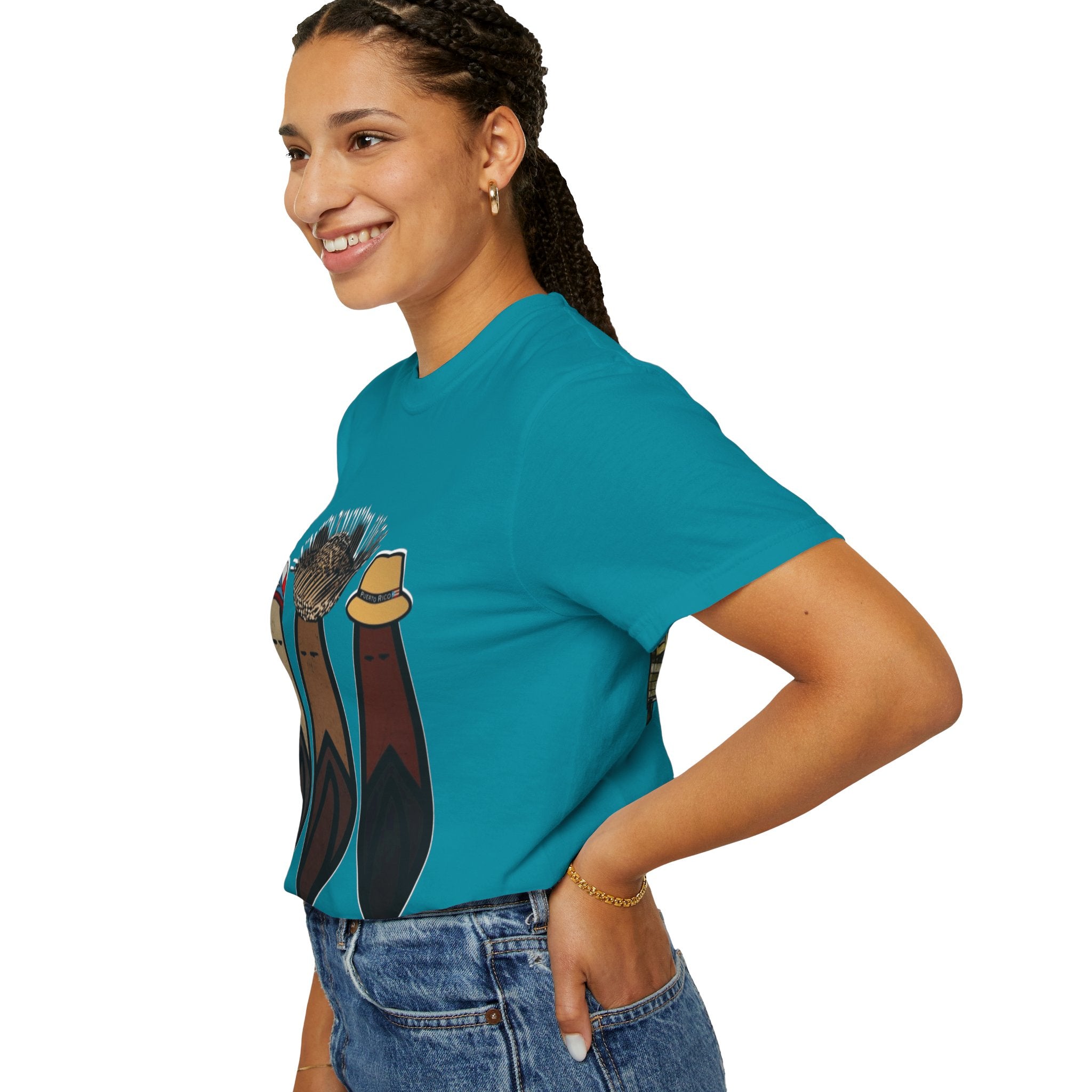 Puerto Rican Batey Cabin T-Shirt  Three Masks & Rustic House Graphic Tee Puerto Rico Navidades