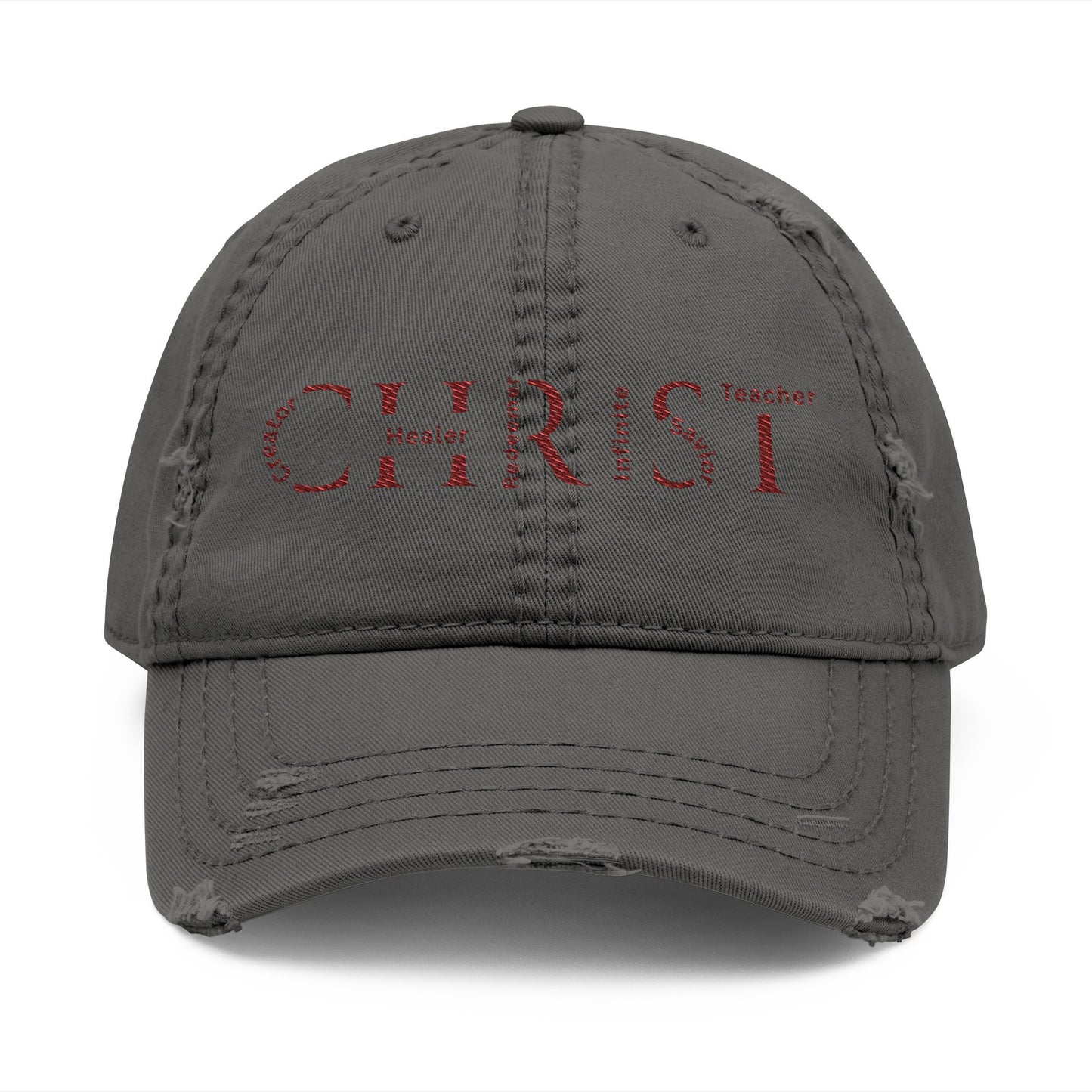 Distressed Embroidered 'CHRIST' Dad Hat — Vintage Christian Baseball Cap