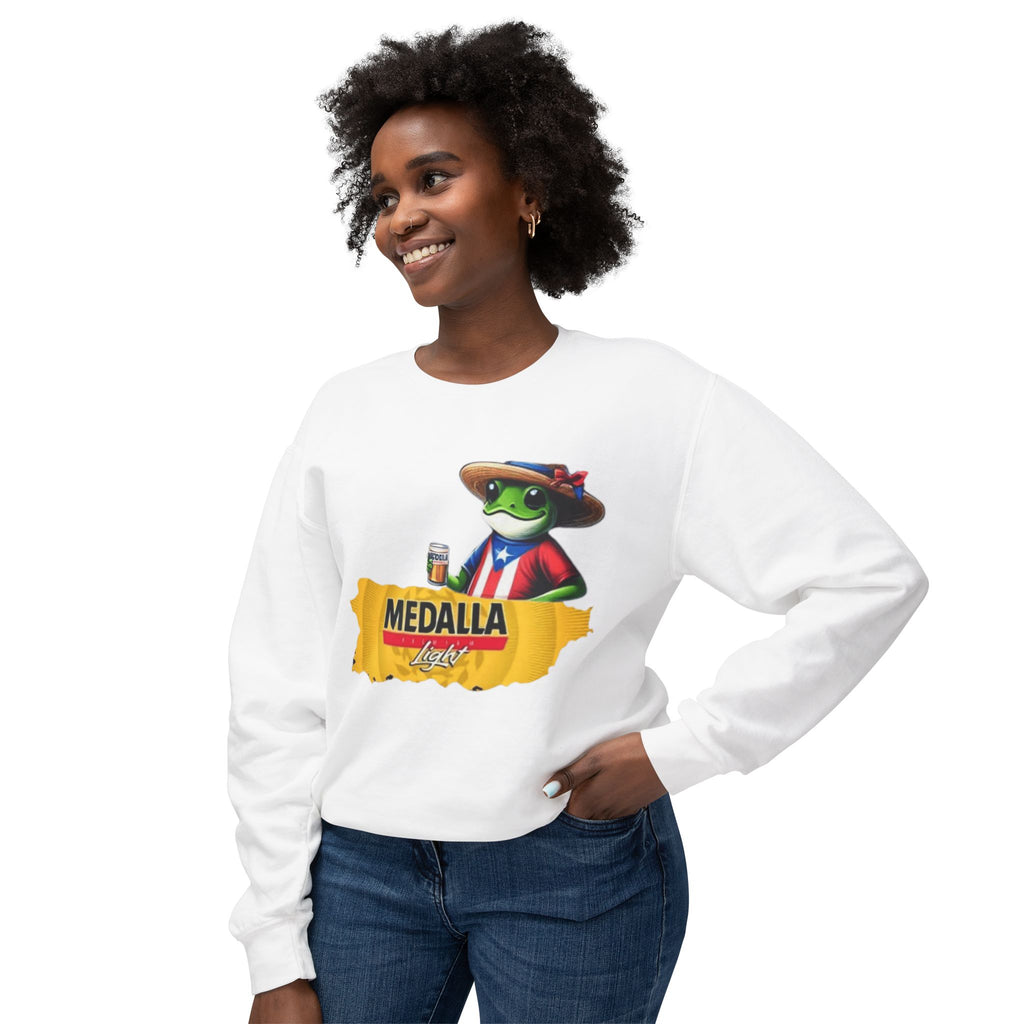 Medalla Light Puerto Rico Sweatshirt Coqui Boricua flag  Beer Pack Graphic Puerto Rico Navidades
