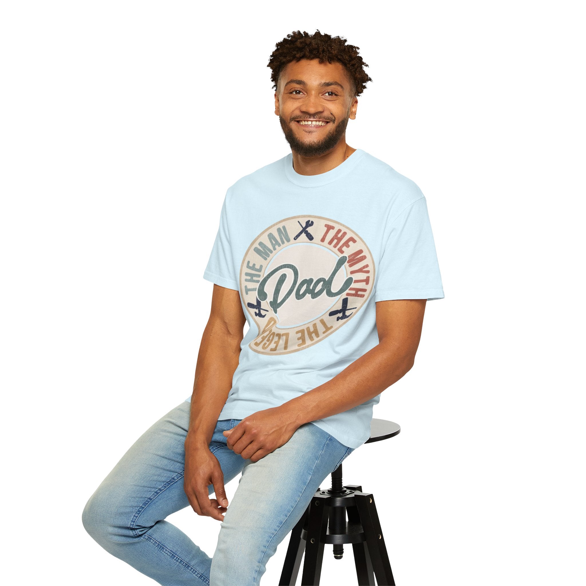 Dad Retro Badge T-Shirt — “Dad: The Man, The Myth, The Legend” Father’s Day Tee