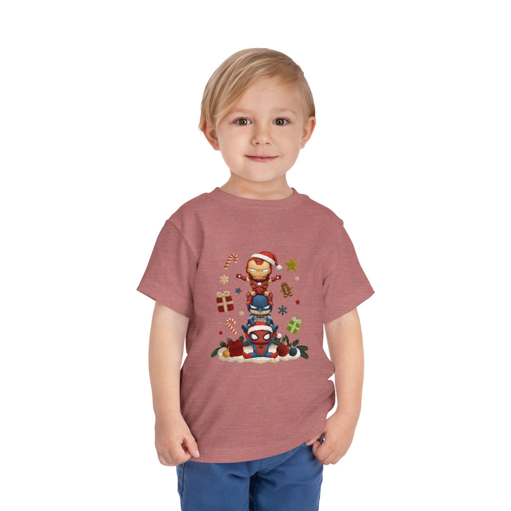 Toddler Tee  Cute Stacked Superhero Christmas Pile christmas kids collection