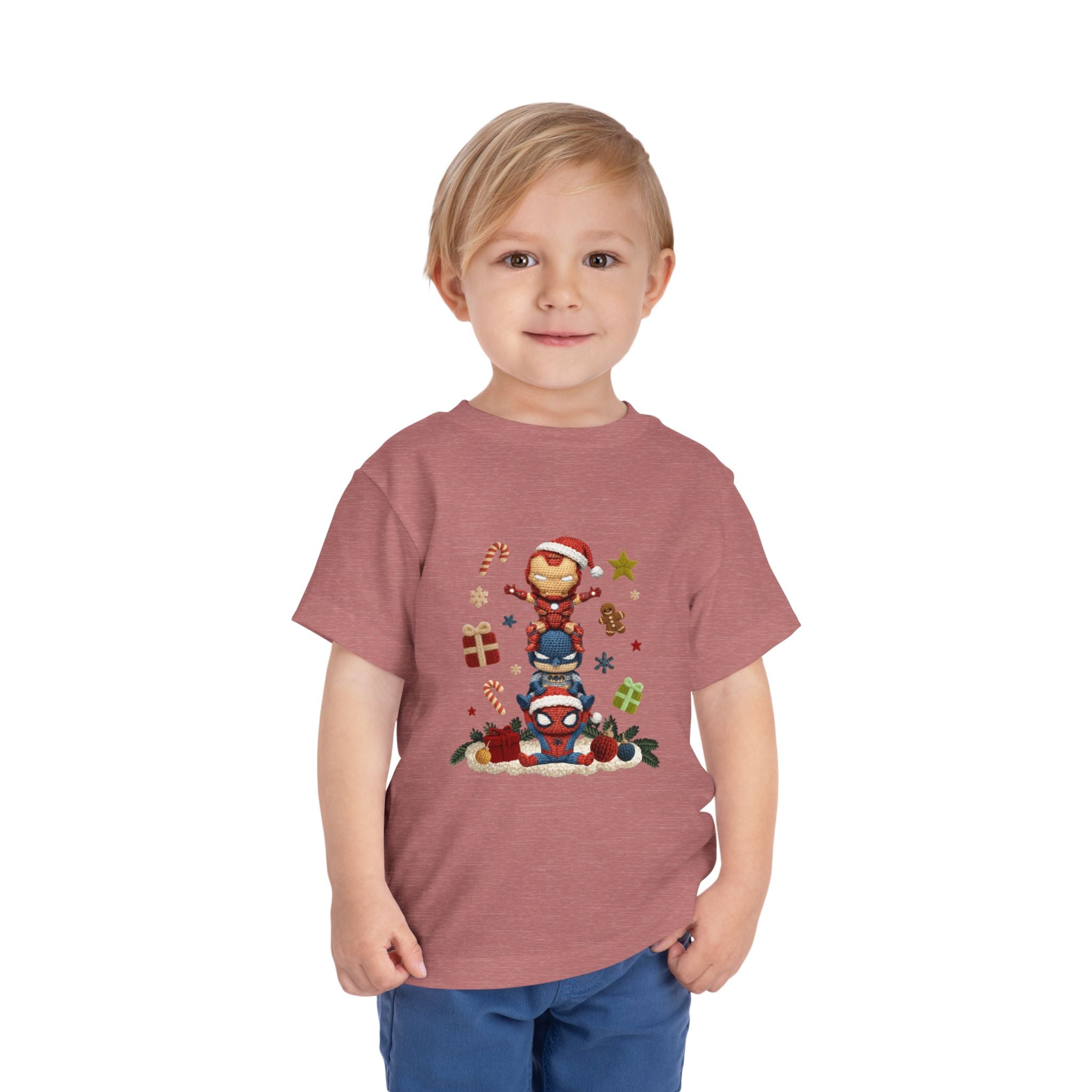 Toddler Tee  Cute Stacked Superhero Christmas Pile christmas kids collection