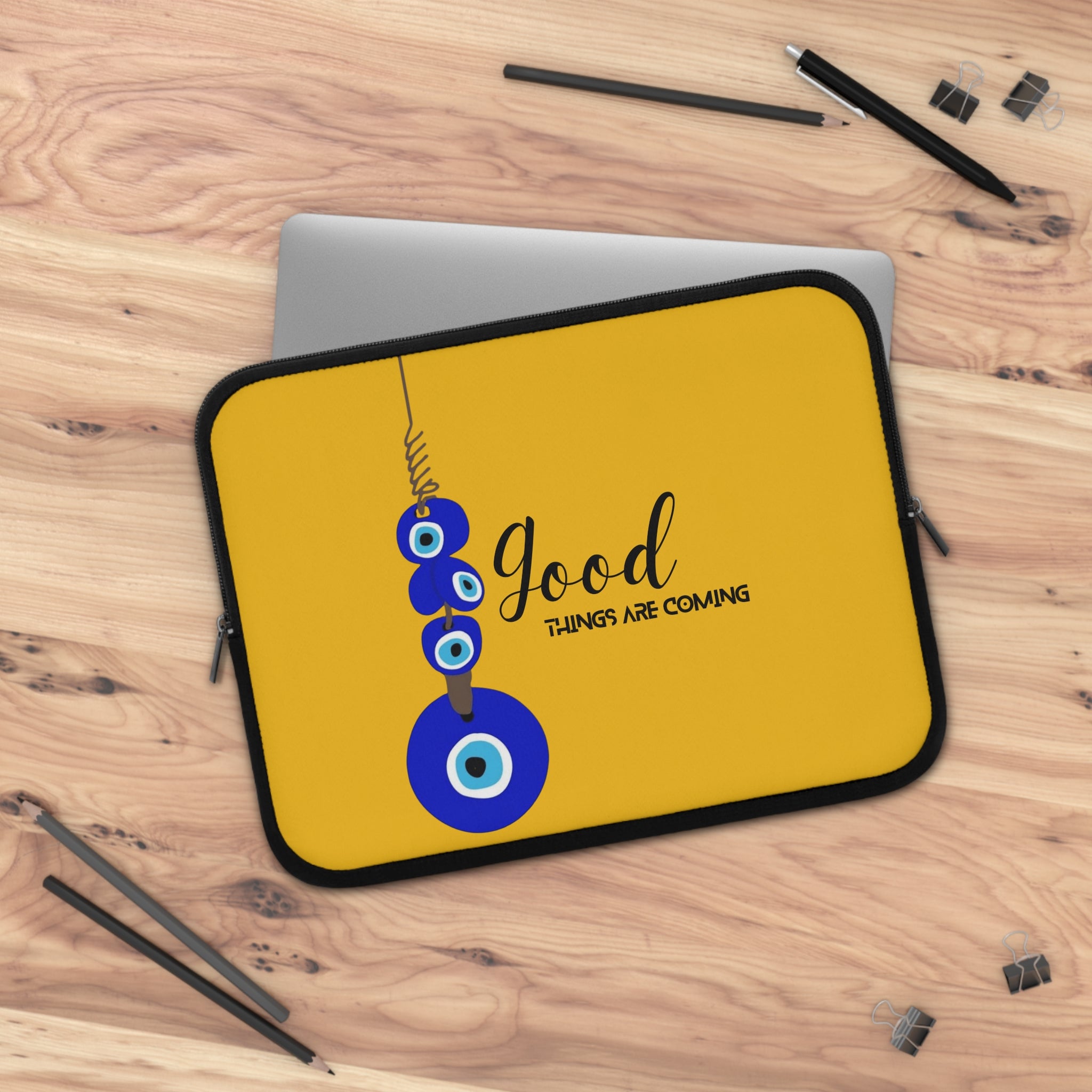 Good Things Are Coming Laptop Sleeve - Cute Tech Case, Gift for Students, Office Accessories, Laptop Bag, Colorful Design