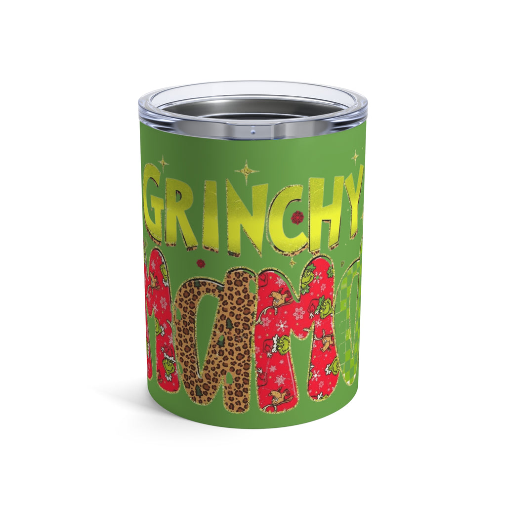 Grinchy Mama 10oz Tumbler  Holiday Leopard & Floral Christmas Drink Cup