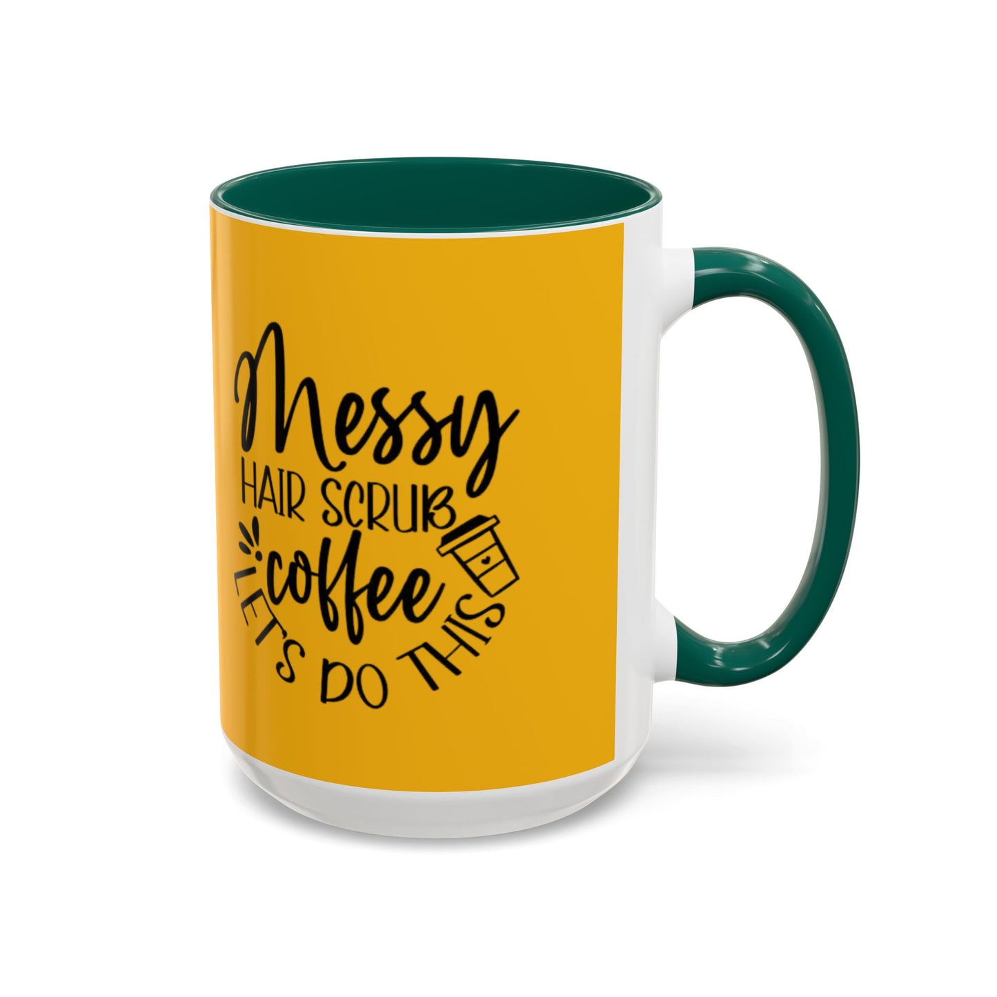 Holiday Coffee Cups with Festive Quotes & Designs Messy Hair Coffee Mug - Fun Yellow Ceramic Cup for Coffee Lovers