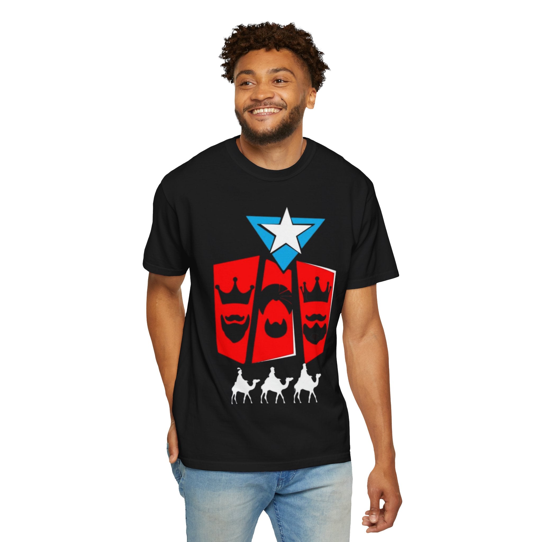 The Three Kings T-Shirt — Puerto Rican Three Kings Graphic Tee (Star & Crown Silhouettes)
