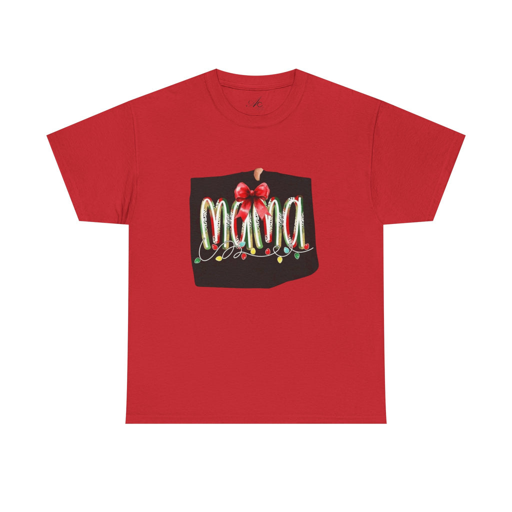 Festive Mama Tee, Cozy Holiday Shirt, Gift for Mom, Christmas T-Shirt, Unisex Cotton Tee