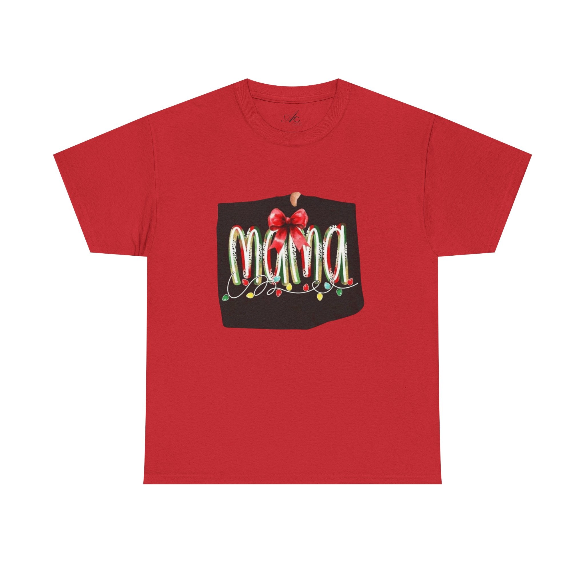 Festive Mama Tee, Cozy Holiday Shirt, Gift for Mom, Christmas T-Shirt, Unisex Cotton Tee