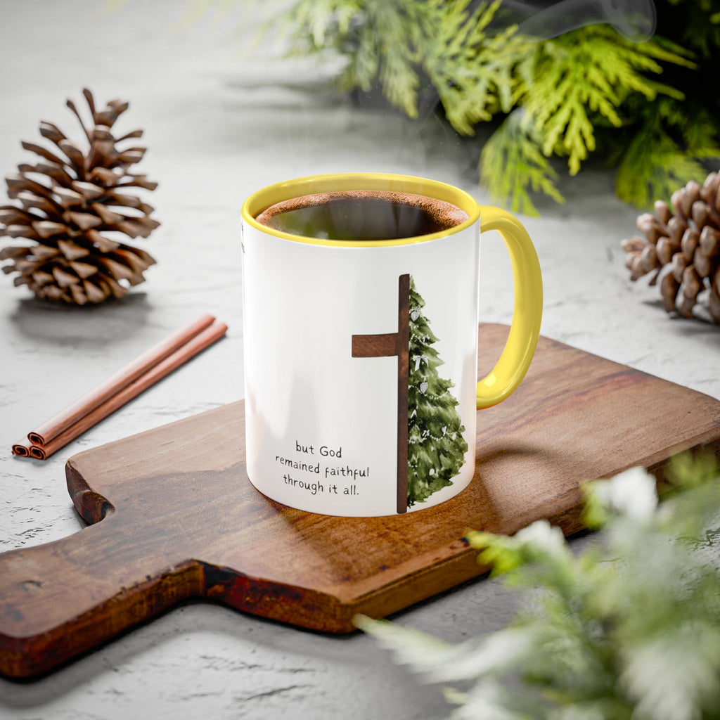 Christian Cross & Pine Tree Mug — Faith Reminder Coffee Cup (11oz/15oz)