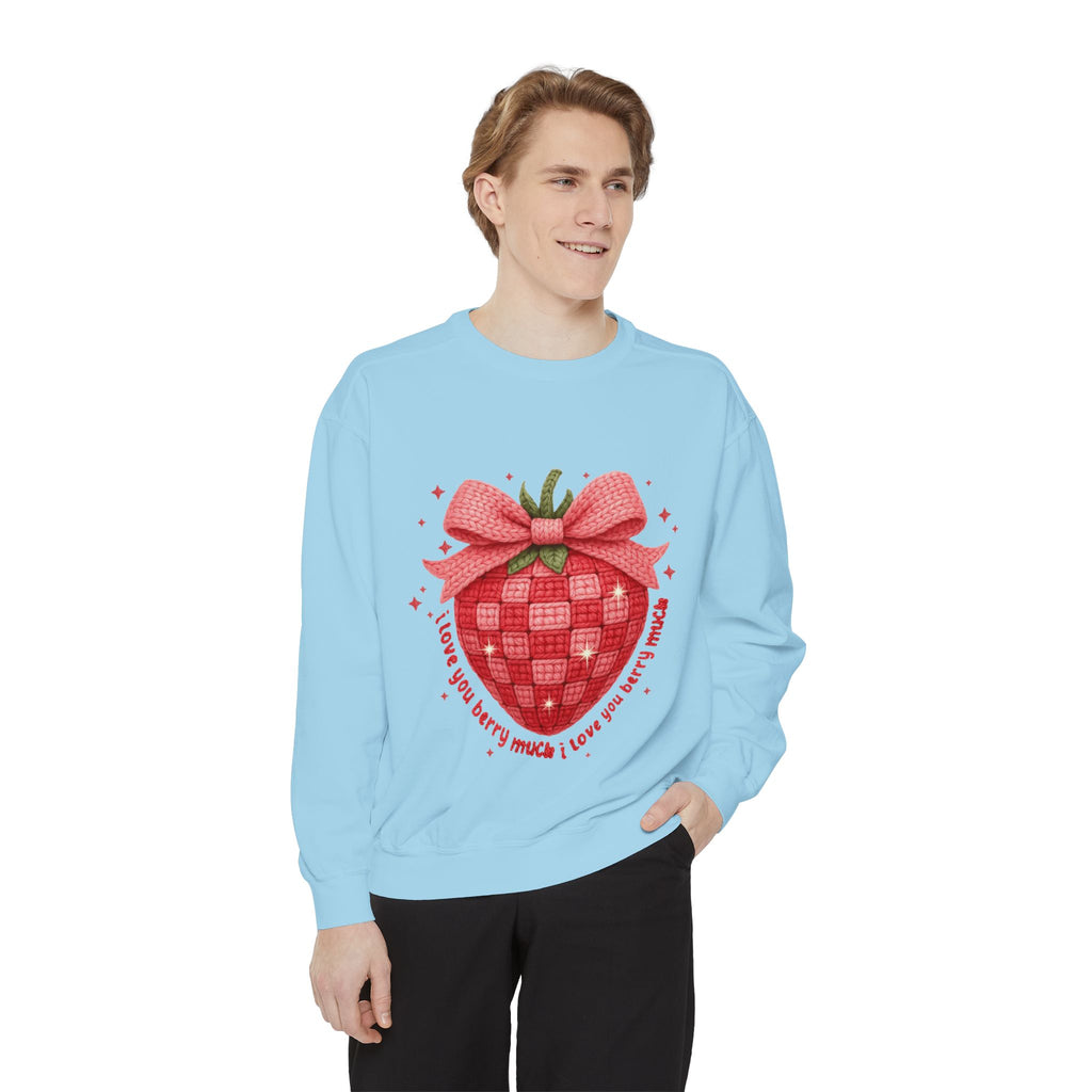 Strawberry Bow Sweatshirt  "I Love You Berry Much" Cute Valentine Pullover