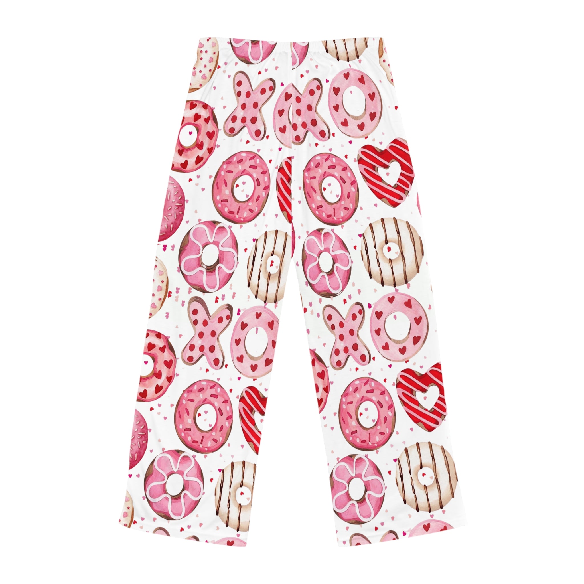 Valentine Donut & XOXO Pajama Pants — Women’s Cozy Pink Heart Sleepwear