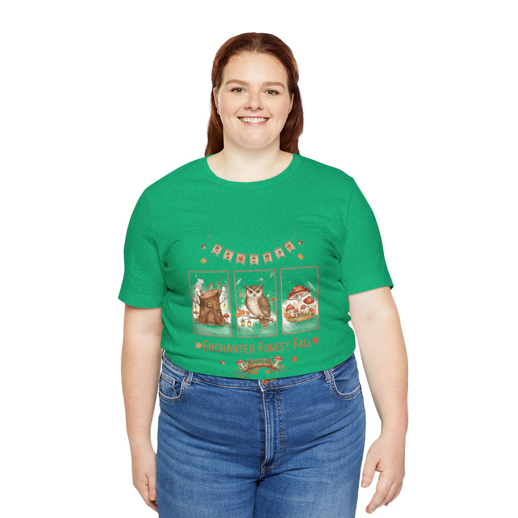 Enchanted Forest Fall Tee, Cute Owl Shirt, Autumn Graphic Tee, Nature Lover Gift, Cozy Fall Apparel, Wildlife T-Shirt, Unisex Fall Top