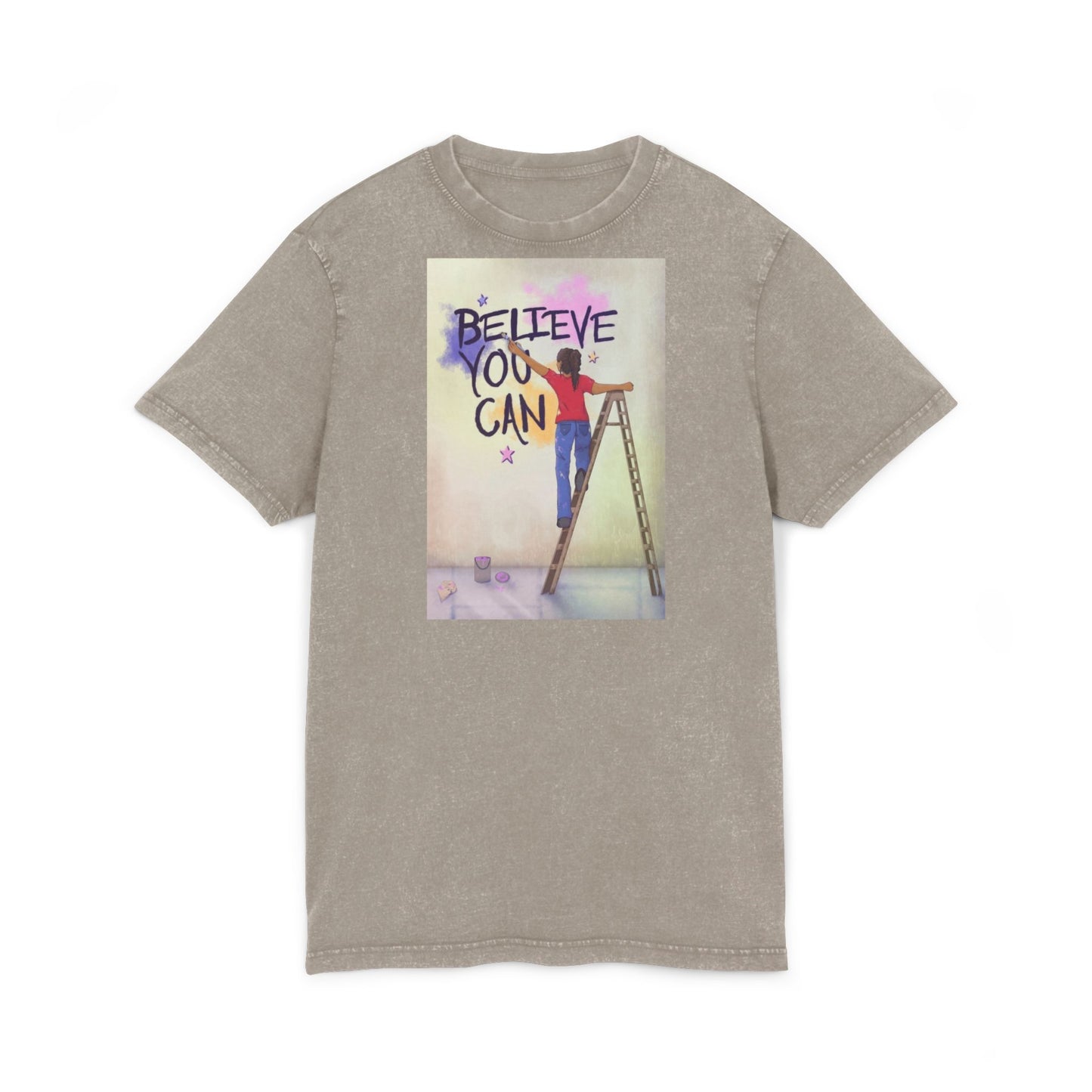 🧘‍♀️ Wear Your Peace. Believe You Can Acid Washed Tee - Motivational Shirt, Vintage Style T-Shirt, Casual Wear, Gift for Friends, Inspirational Apparel