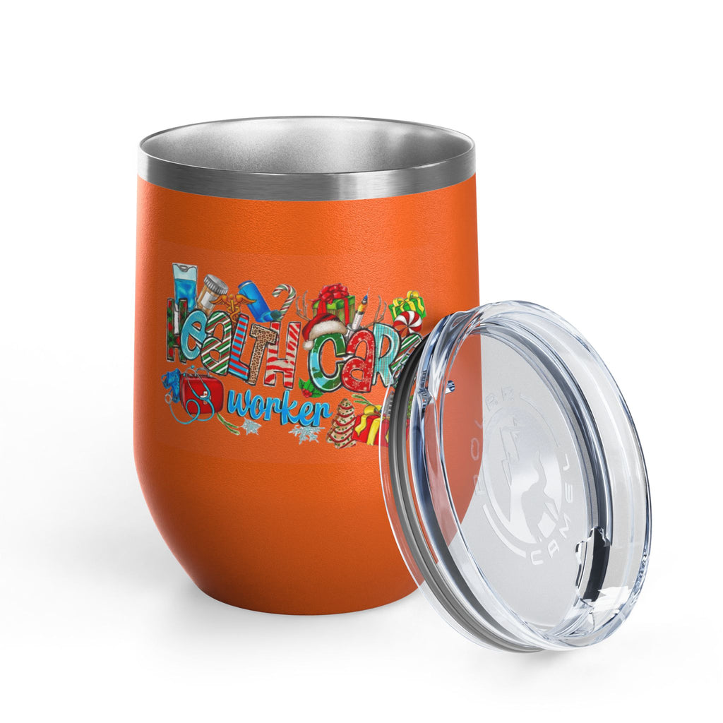 Healthcare Worker 12oz Wine Tumbler — Colorful Holiday Medical Staff Gift Medical Christmas Mug