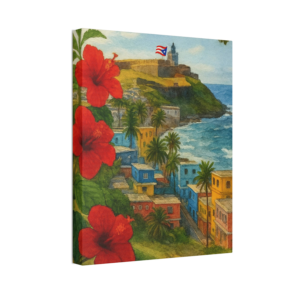Puerto Rico Coastal Canvas Print — Old San Juan Seaside Wall Art (Stretched 1.5")