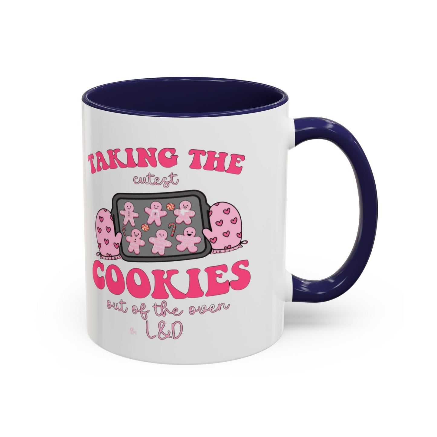 Accent Coffee Mug — "Taking the Cookies" Cute Pink Baking Design Coffee Cup for Fun Celebrations