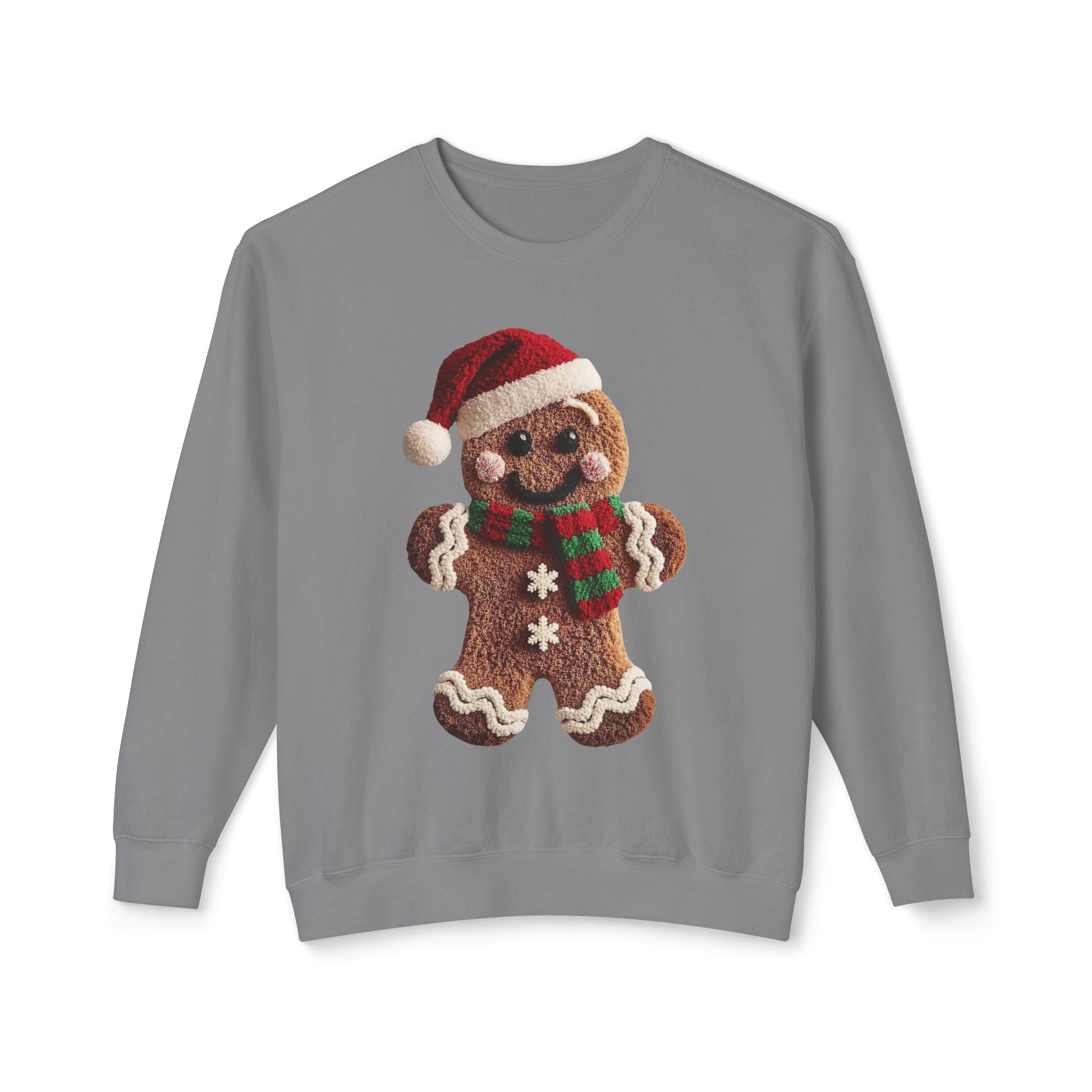 Gingerbread Cookie Christmas Sweatshirt – Cute Santa Hat & Scarf Holiday Crewneck