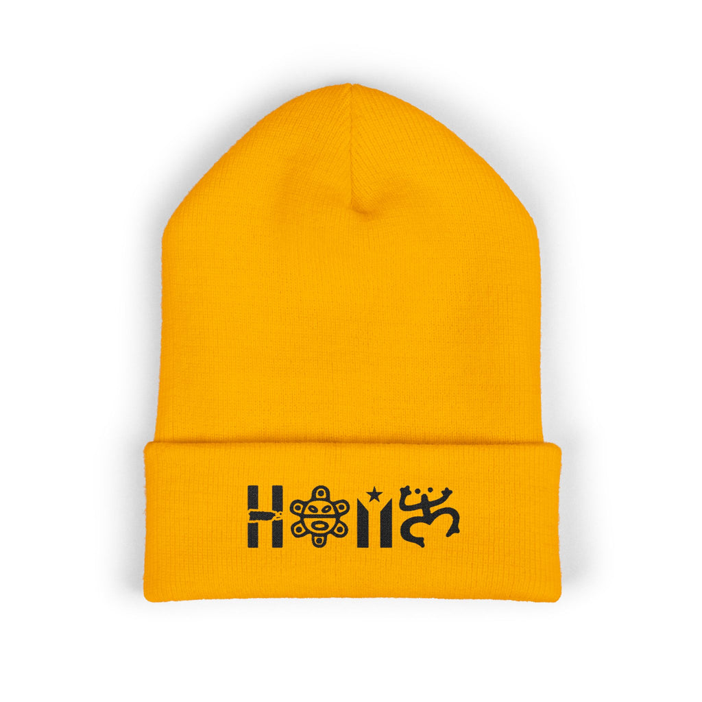 Embroidered 'Holi' Symbol Knit Hat Puerto Rico Beanie Hat – Boricua Pride Cuffed Winter Hat