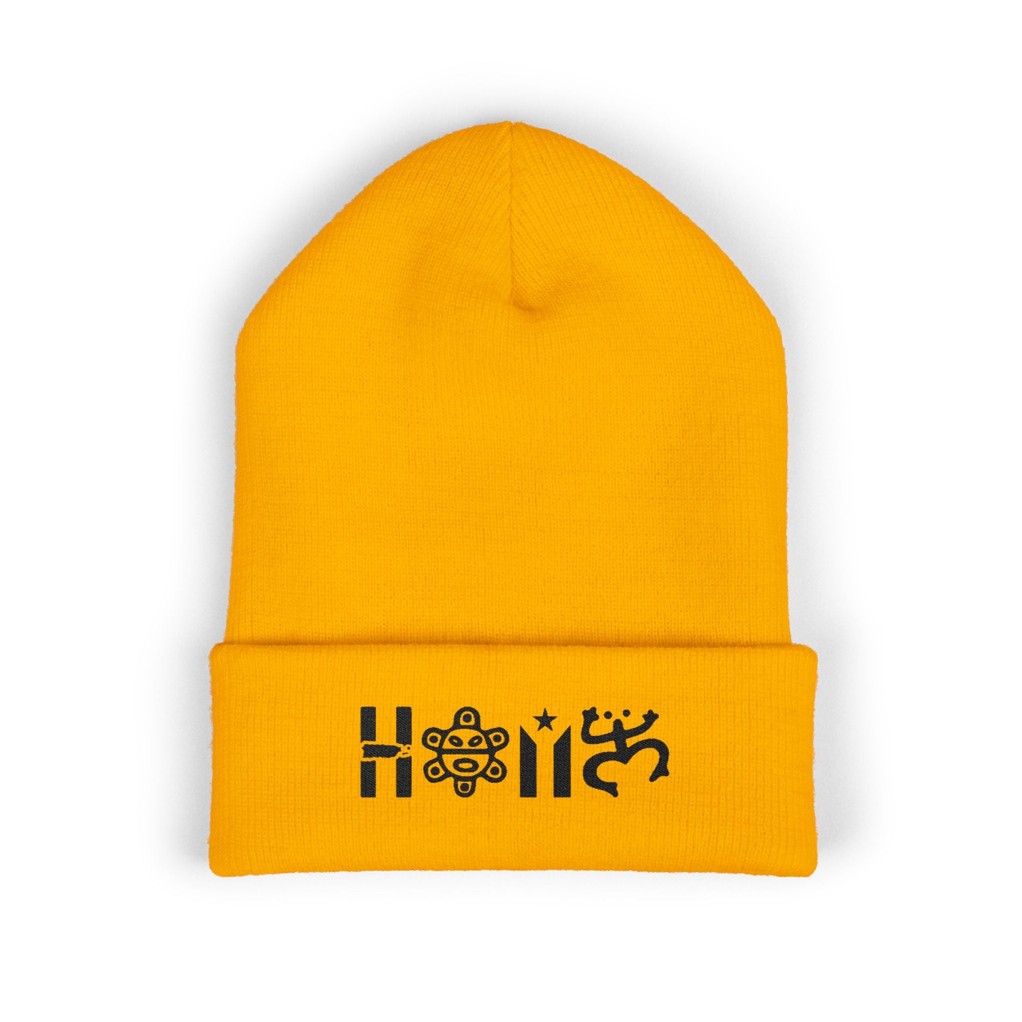 Embroidered 'Holi' Symbol Knit Hat Puerto Rico Beanie Hat – Boricua Pride Cuffed Winter Hat