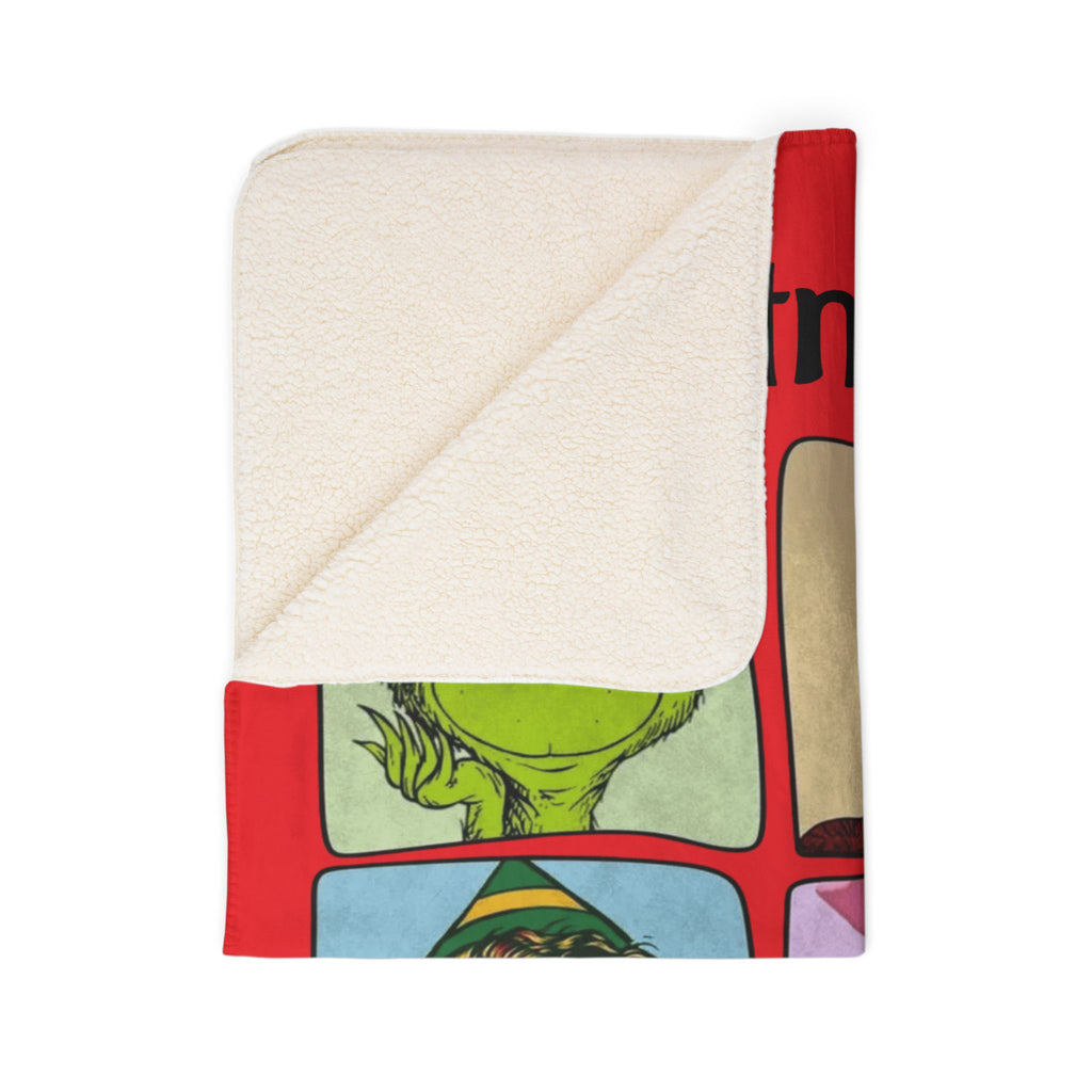 Christmas Legend Fleece Sherpa Blanket Happy Holidays Retro Characters including Benito from Puerto Rico