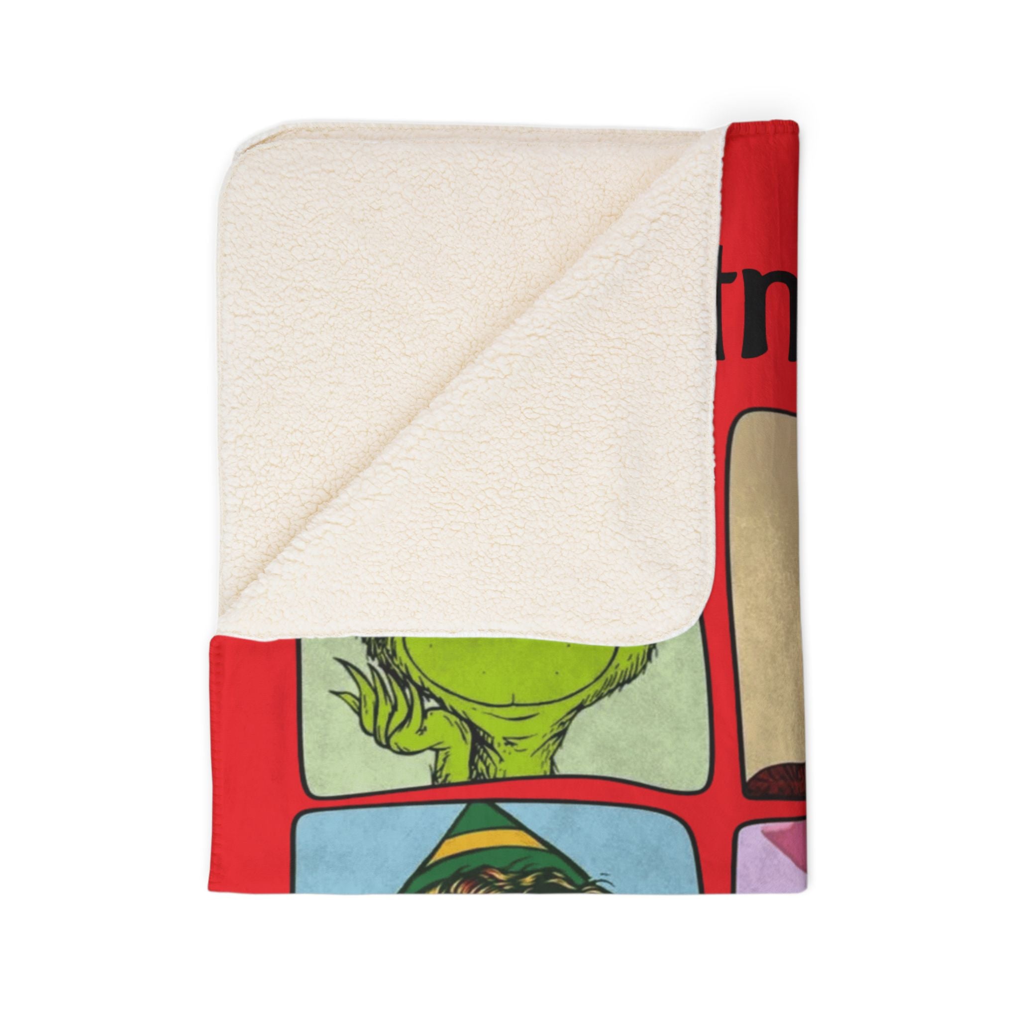 Christmas Legend Fleece Sherpa Blanket Happy Holidays Retro Characters including Benito from Puerto Rico