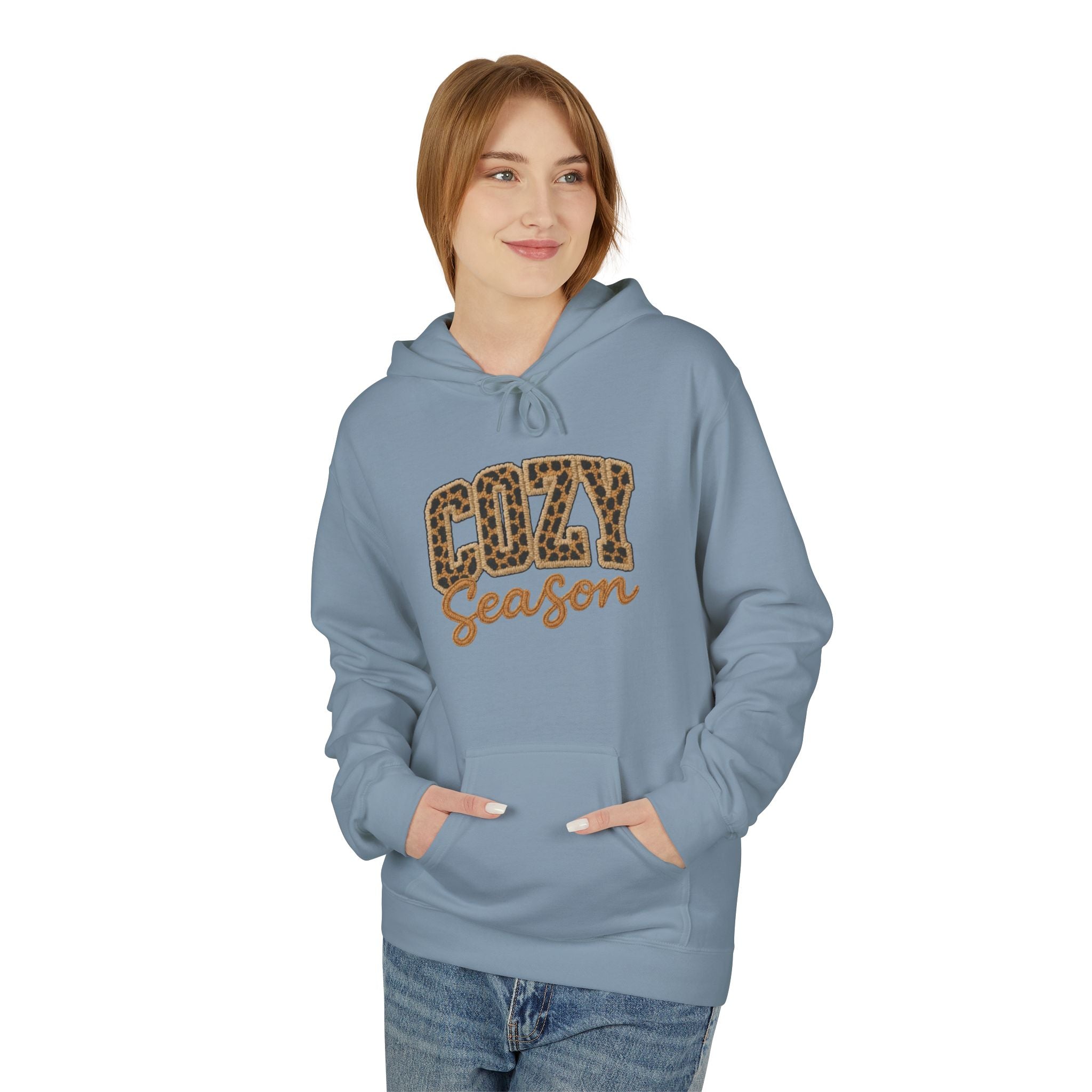 Cozy Season Leopard Hoodie — Fall Winter Graphic Pullover