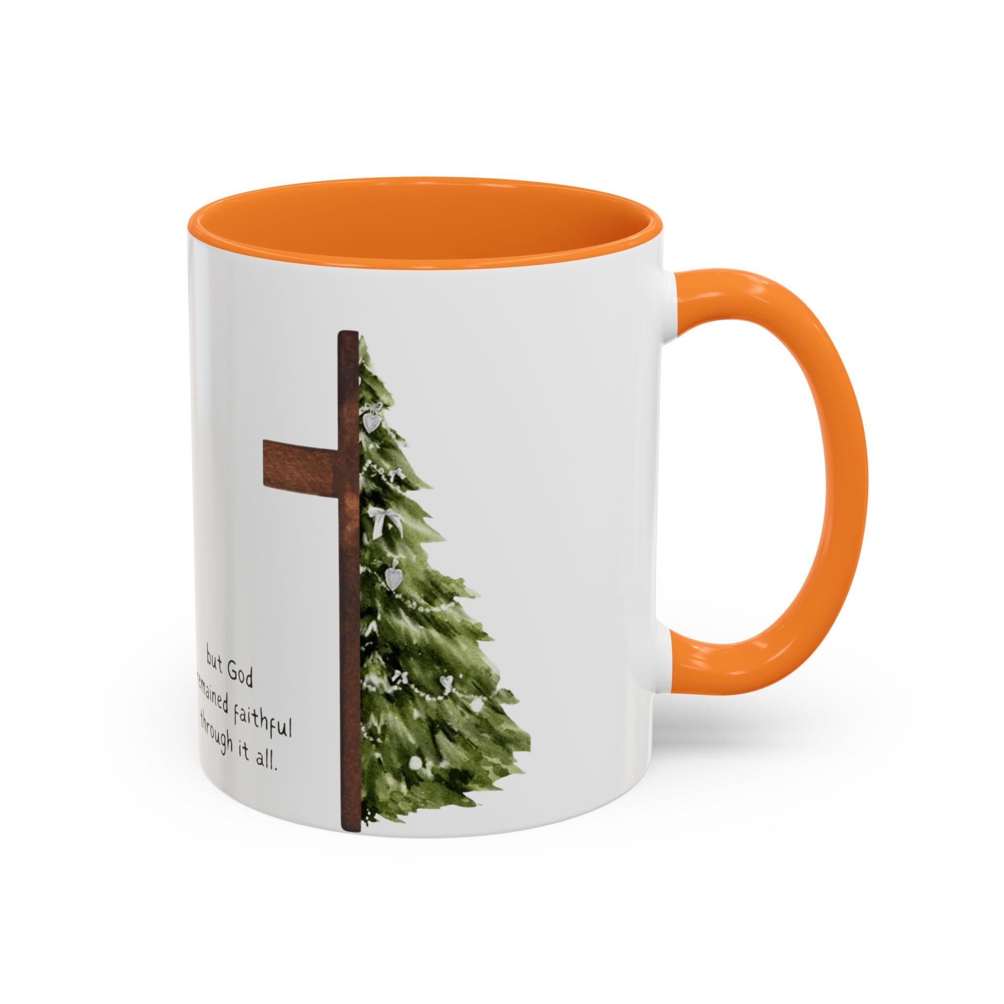 Christian Cross & Pine Tree Mug — Faith Reminder Coffee Cup (11oz/15oz)