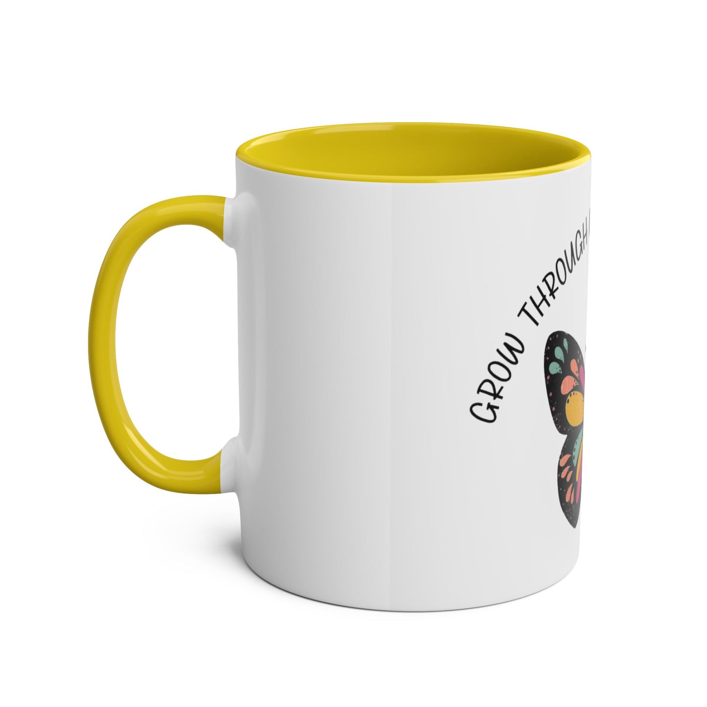 Start your day with meaning. Inspirational Two-Tone Mug for Growth Mindset, Butterfly Design, Coffee or Tea Lover Gift, Motivational Quote, Perfect for Self-Care
