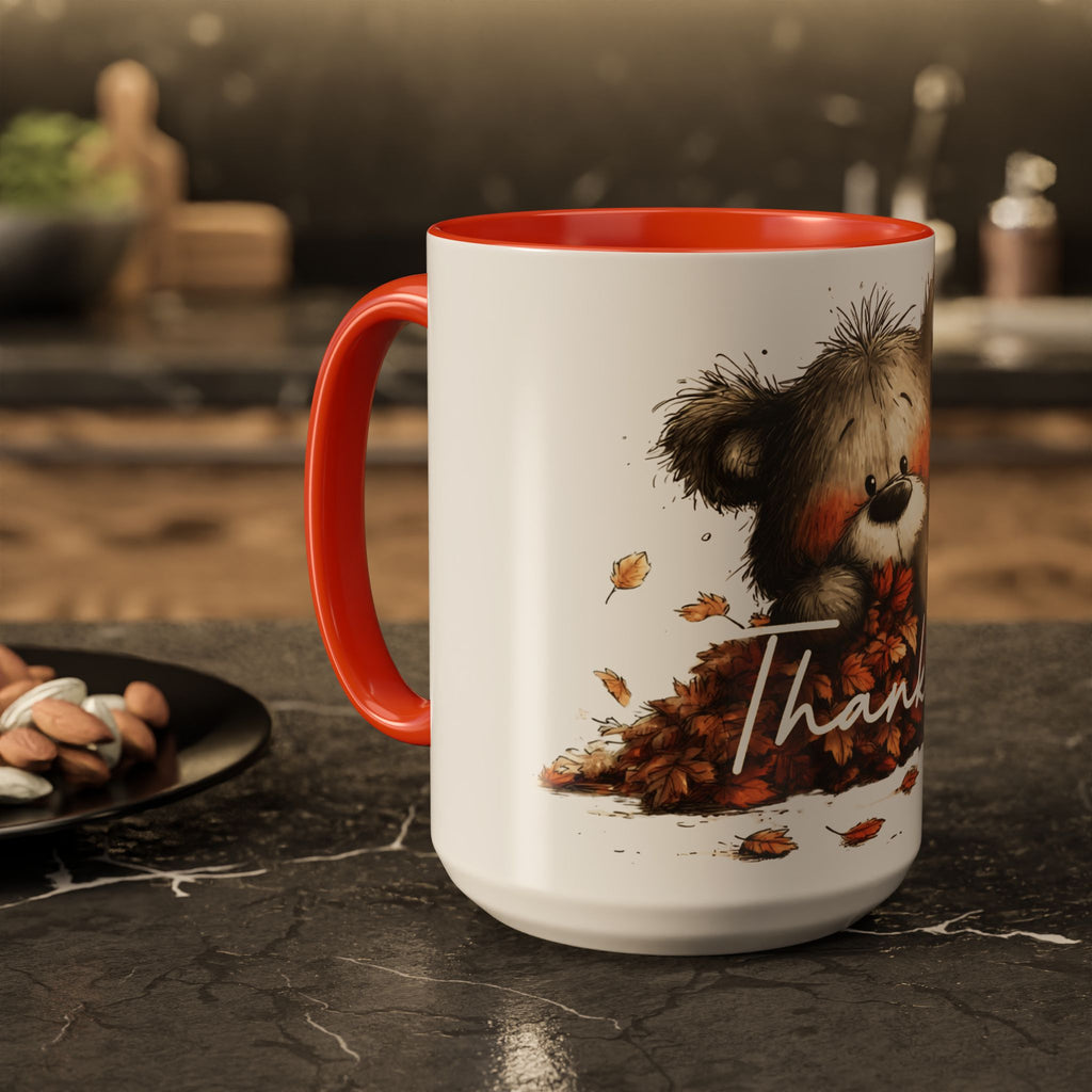 Thankful Bear Autumn Mug — Cute Fall Coffee Cup (11oz, 15oz)