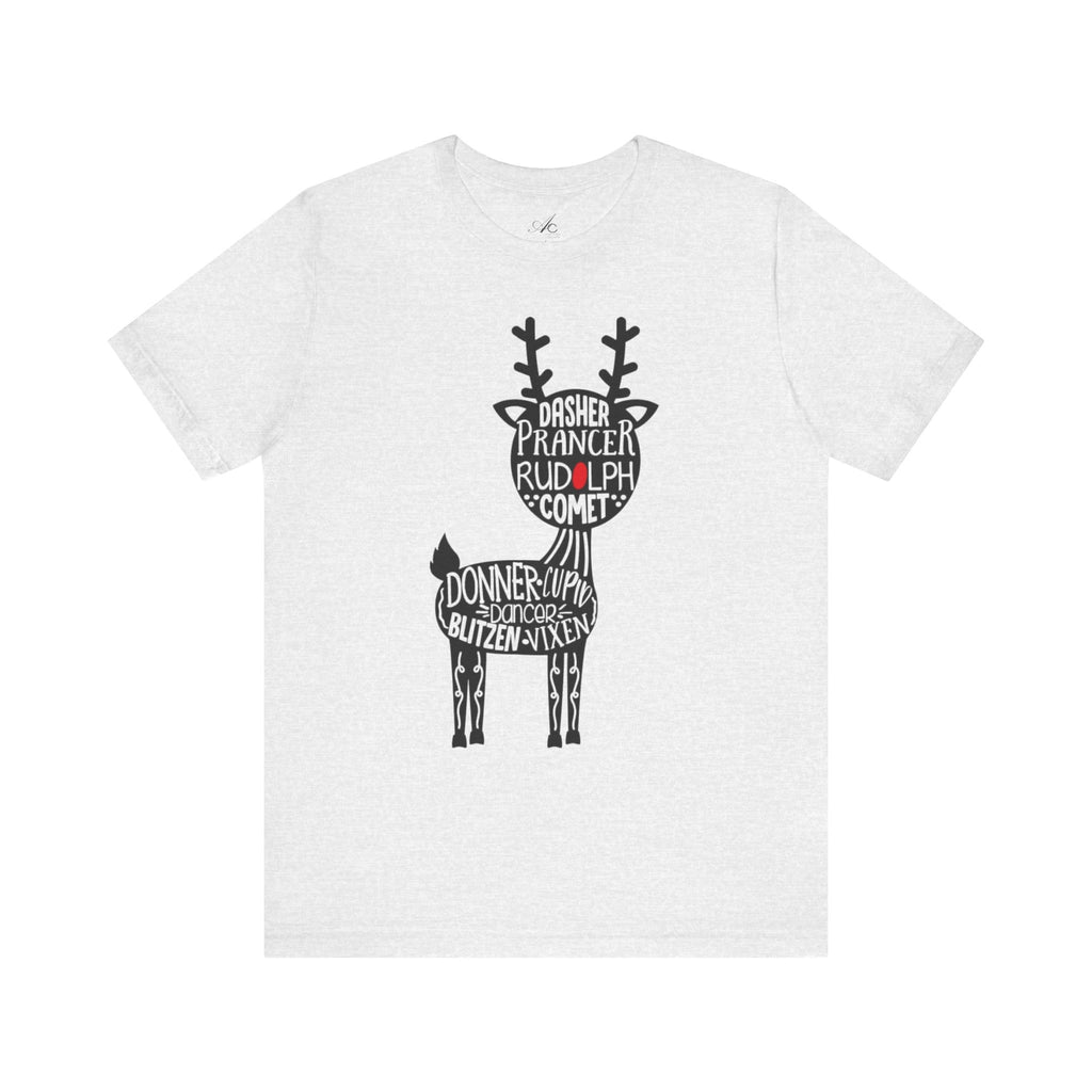 Christmas Reindeer Graphic Tee - Unisex Jersey Short Sleeve Shirt