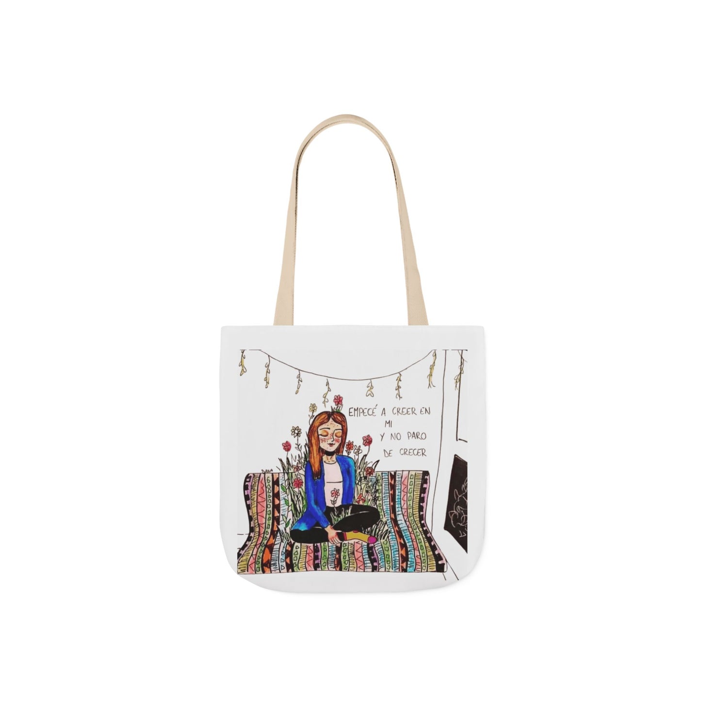 Lleva inspiración contigo a donde vayas Bohemian Style Canvas Tote Bag, Inspirational Art, Ideal for Gifts, Eco-Friendly Shopping, Beach Days, Travel Adventures
