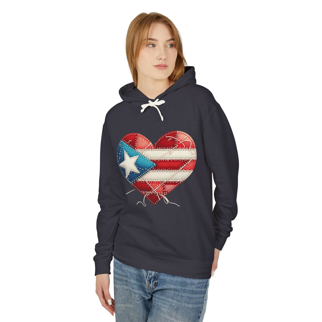 Puerto Rico Heart Flag Hoodie  "Jíbaro" Back Graphic