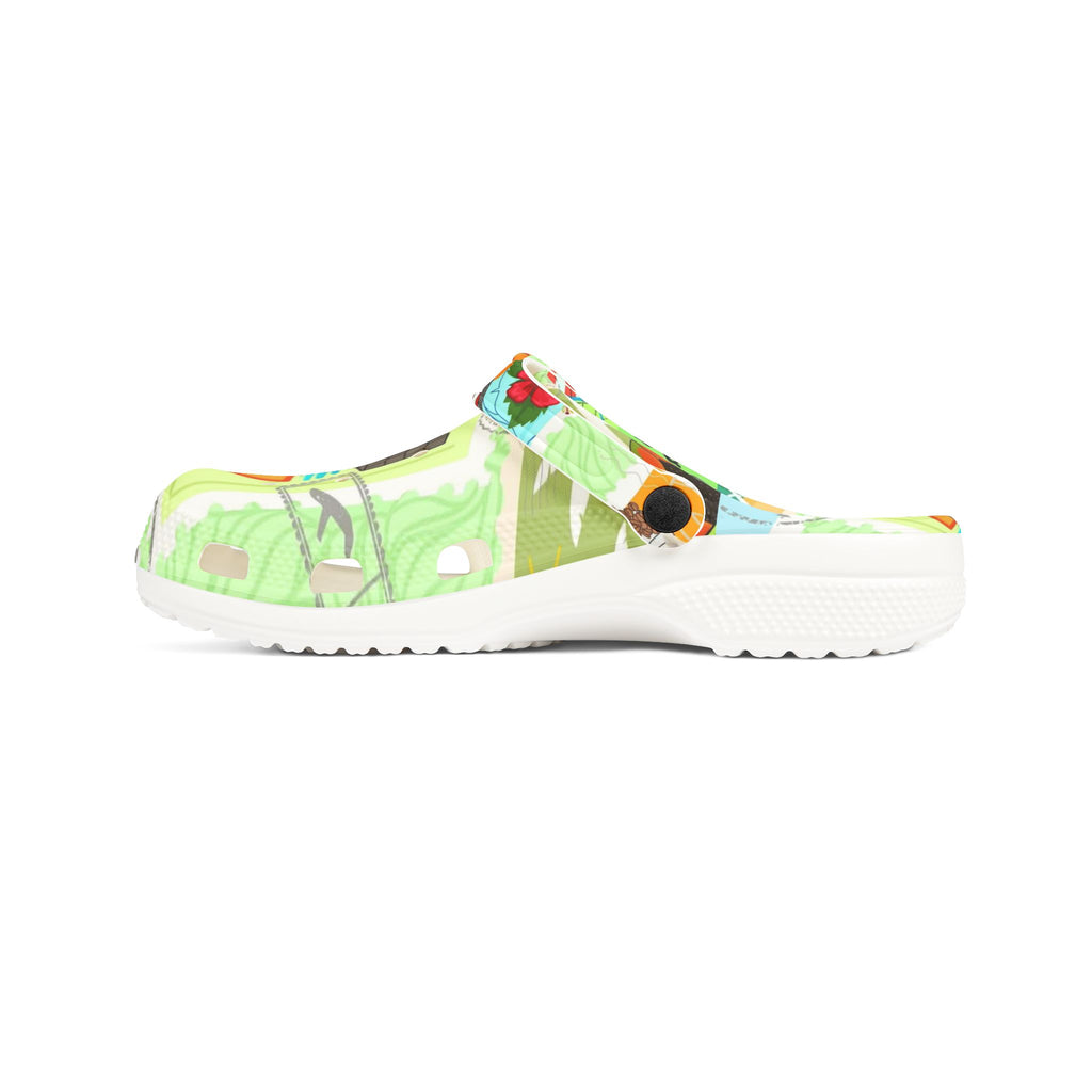 Puerto Rico Tropical Map EVA Foam Clogs — 'Puerto Rico Proud' Colorful Island Print