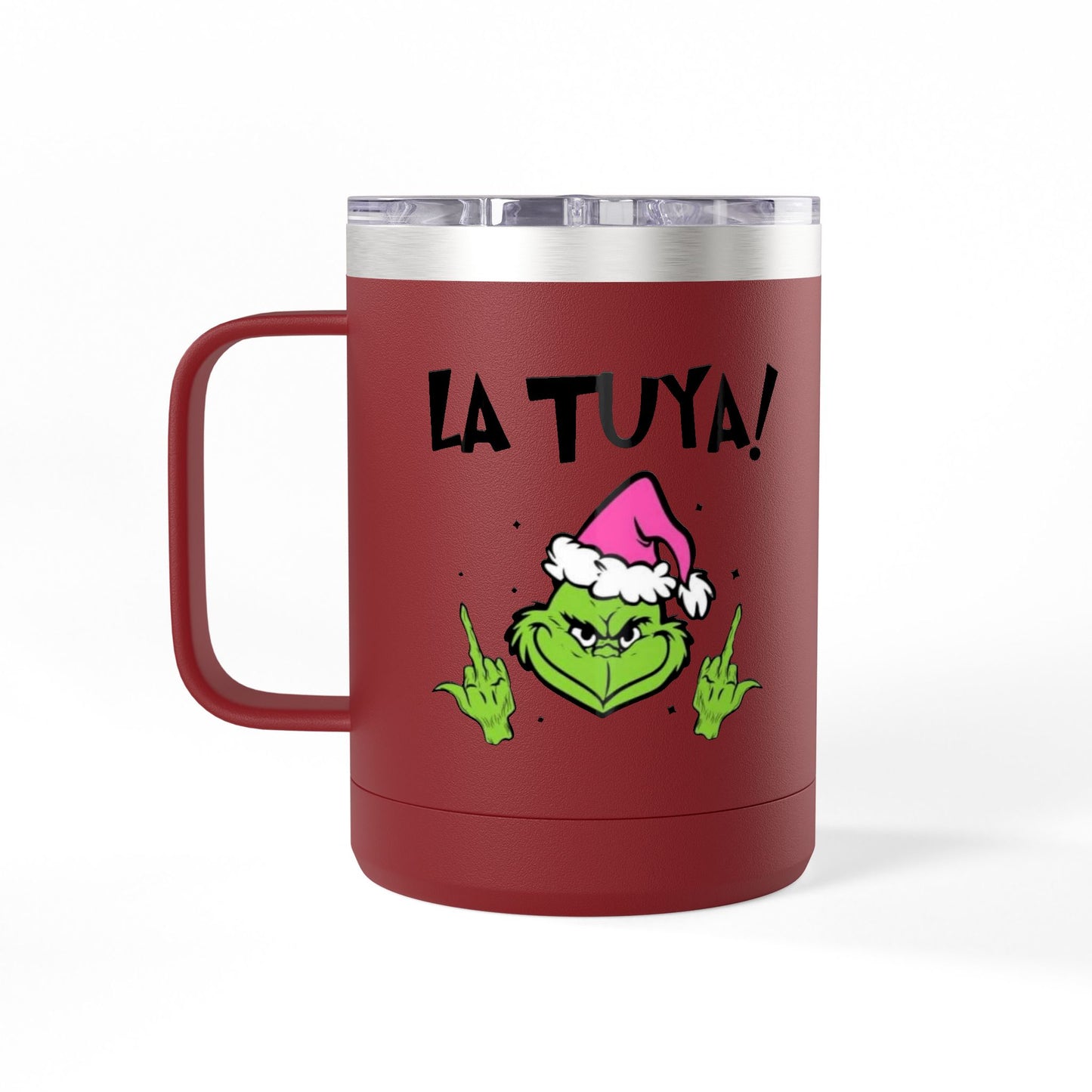 Holiday Grinch Coffee Mug Tumbler - 15oz Vaso / Taza de Acero Inoxidable – Diseño Navideño
